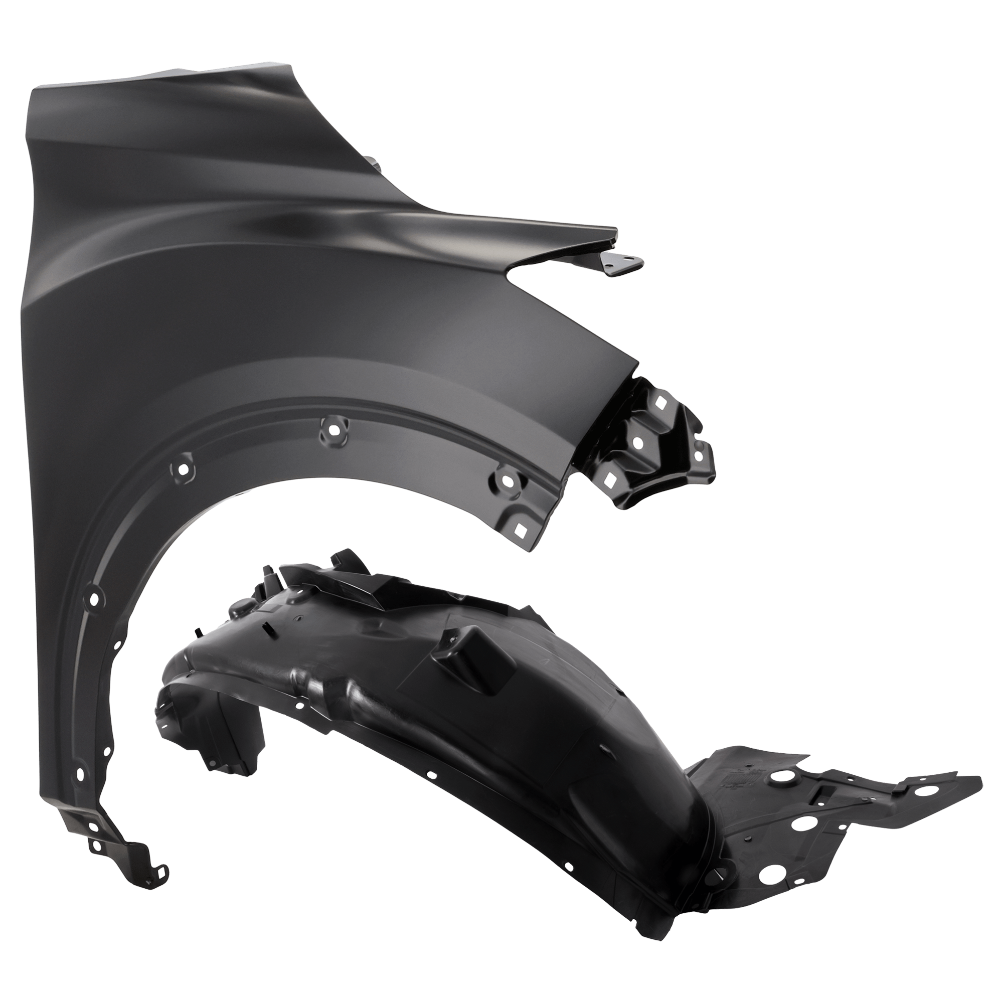 AM KICKS 21-23 FRONT FENDER RH 2 pc Kit Primed with Fender Liner SKU KIT 050926 AE1366 Partslink NI1241233 NI1249188 OEM F31005RBMA FCA005RBMA 638405R0