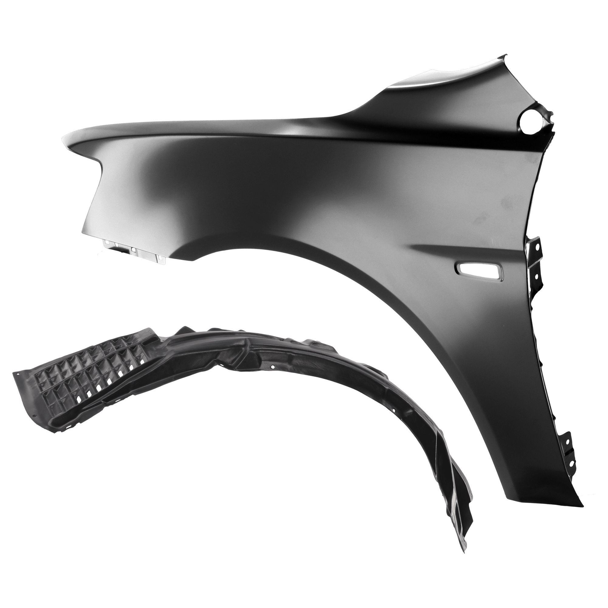 AM LANCER 10-12 FRONT FENDER LH 2 pc Kit Primed with Fender Liner SKU KIT 050926 AE1383 Partslink MI1240170 MI1248131 OEM 5220C527-5370A737 PFM