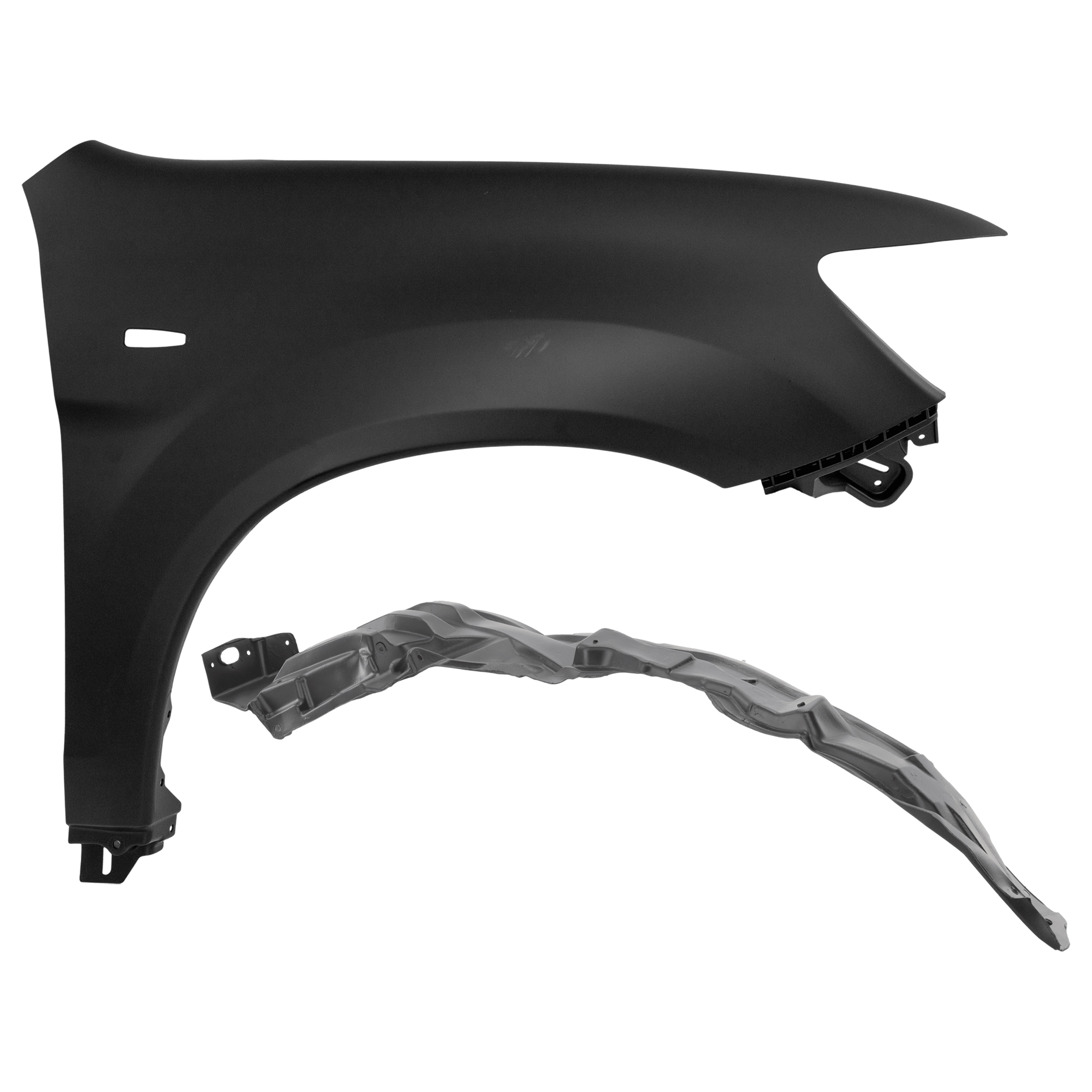 AM OUTLANDER SPORT RVR 11-15 FRONT FENDER RH 2 pc Kit Primed with Fender Liner SKU KIT 050926 AE1388 Partslink MI1241175 MI1249126 OEM 5220J228-5370C178-5370A754