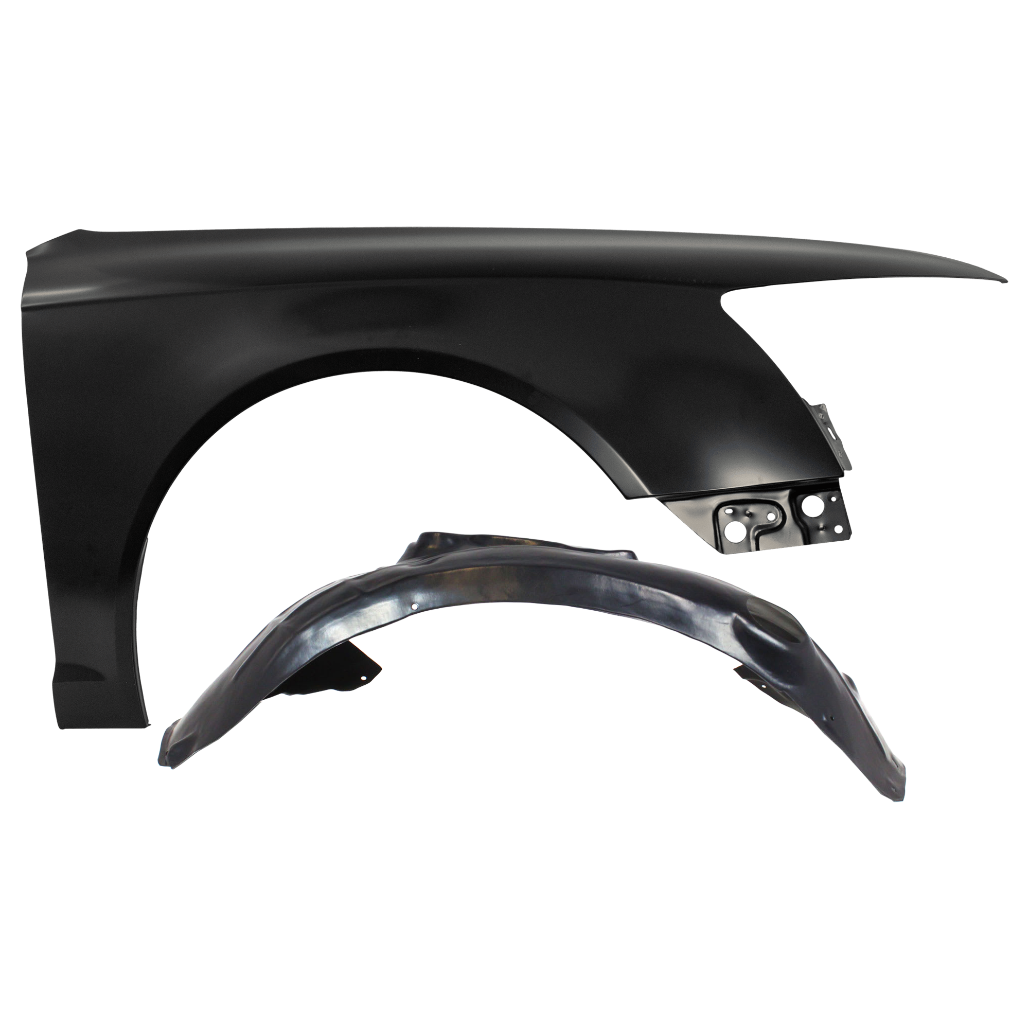 AM A6 A6 QUATTRO 09-11 FRONT FENDER RH 2 pc Kit Primed with Fender Liner SKU KIT 050926 AE1393 Partslink AU1241128 AU1251107 OEM 4F0821104F PFM 4F0821134P PFM
