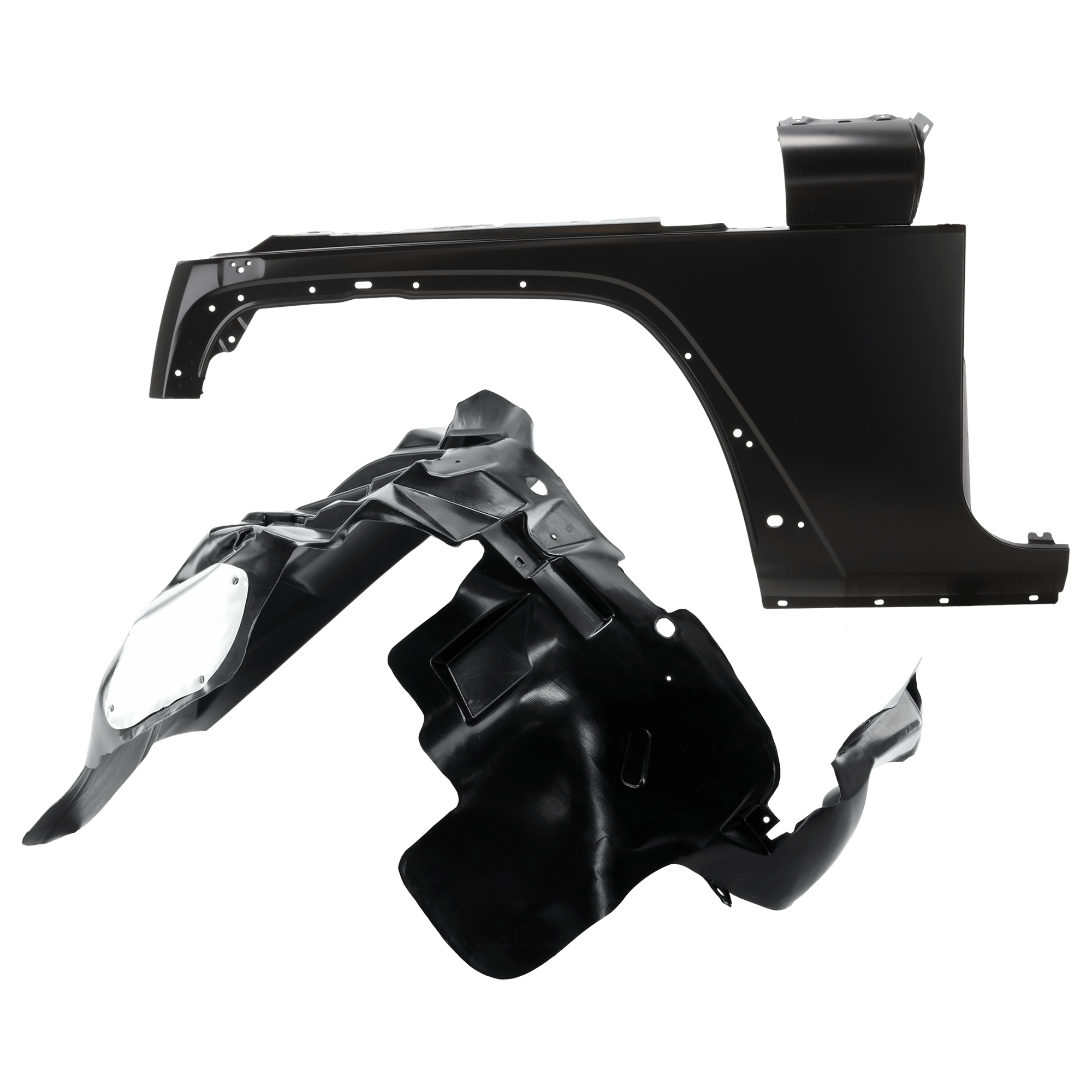 AM WRANGLER 07-17 FRONT FENDER LH 2 pc Kit Primed with Fender Liner SKU KIT 050926 AE1395 OEM 68029993AC 55157117AI PFM