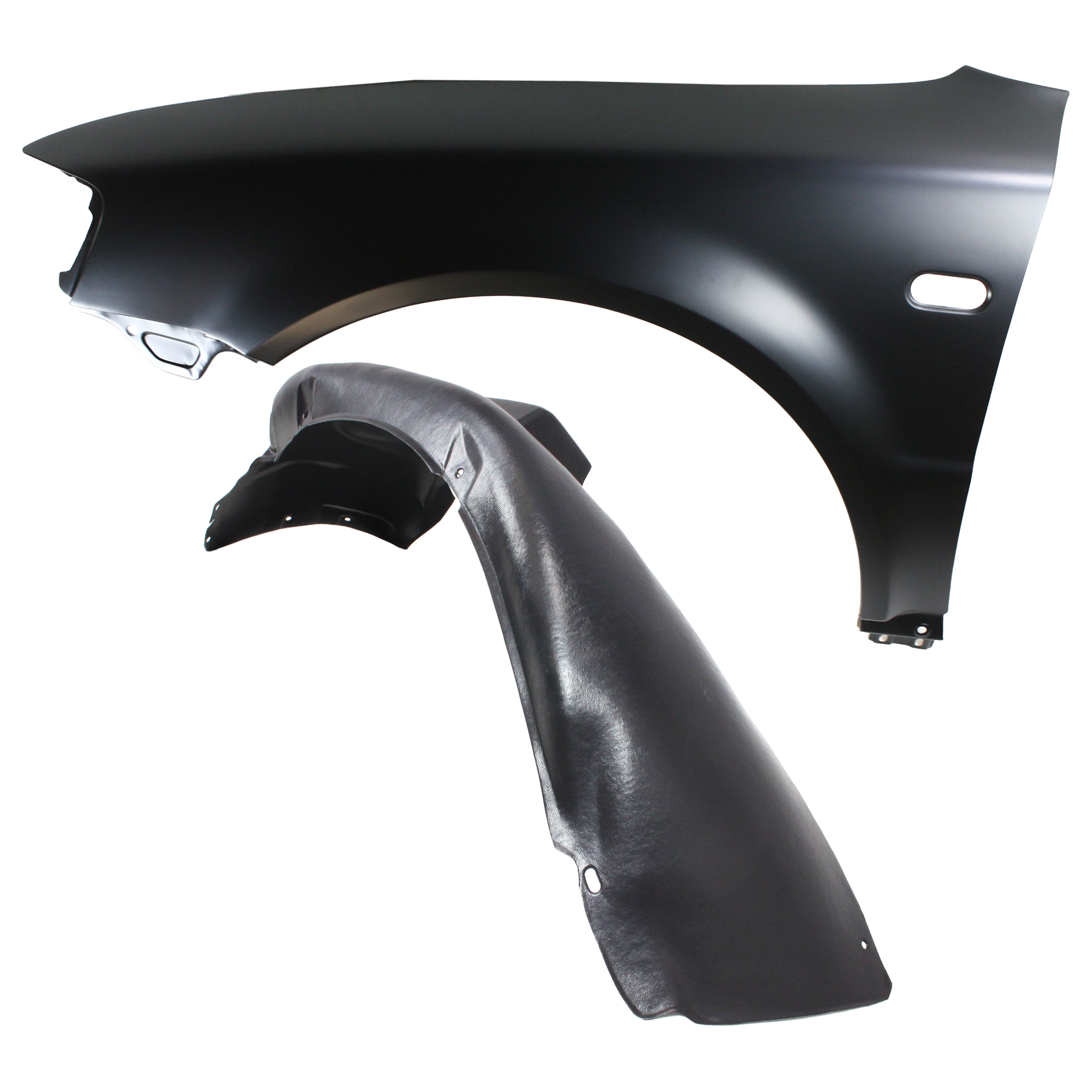AM PASSAT 98-01 FRONT FENDER LH Primed Old Body Style 2 pc kit with 1 Fender and 1 Fender Liner SKU KIT 050926 AE1401 Partslink VW1240127 VW1250102 OEM 3B0821105C 3B0809961D01C