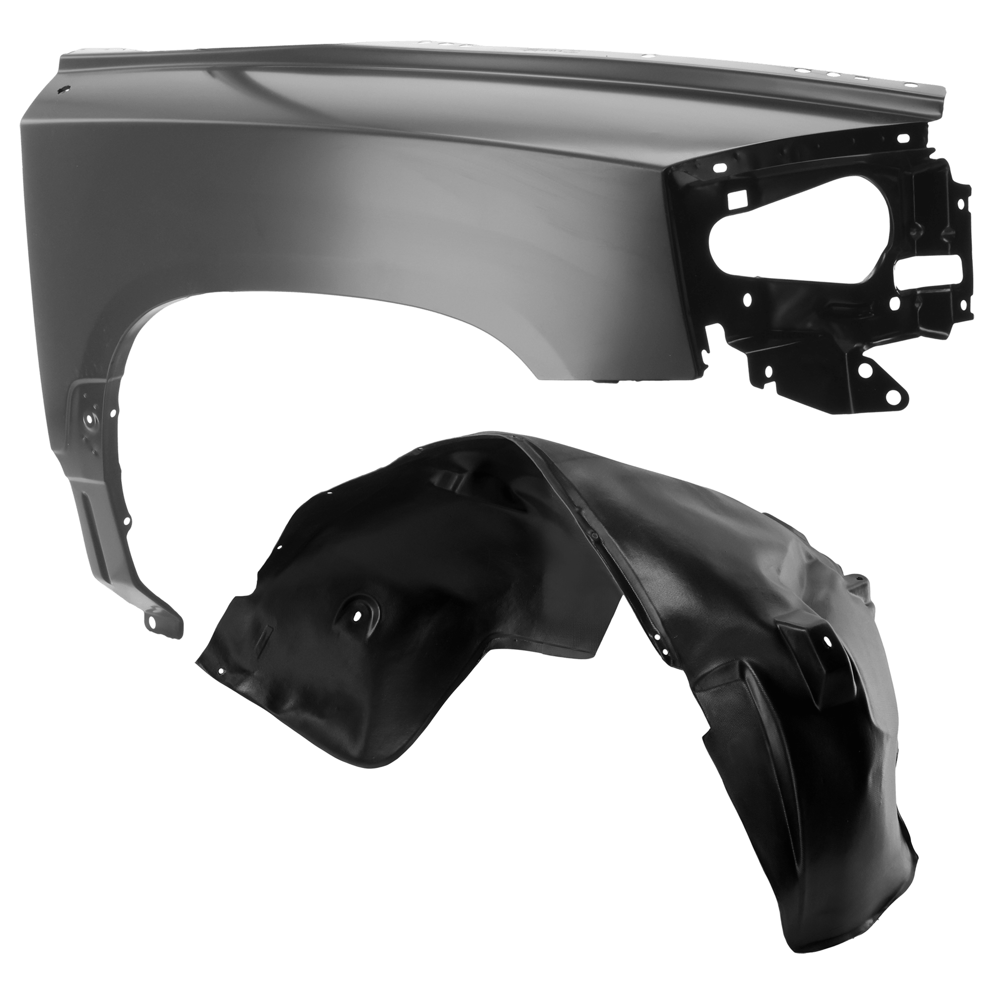 AM DAKOTA 05-07 FRONT FENDER RH Primed 2 pc kit with 1 Fender and 1 Fender Liner SKU KIT 050926 AE1408 Partslink CH1241241 CH1249129 OEM 55359248AD 55077712AF