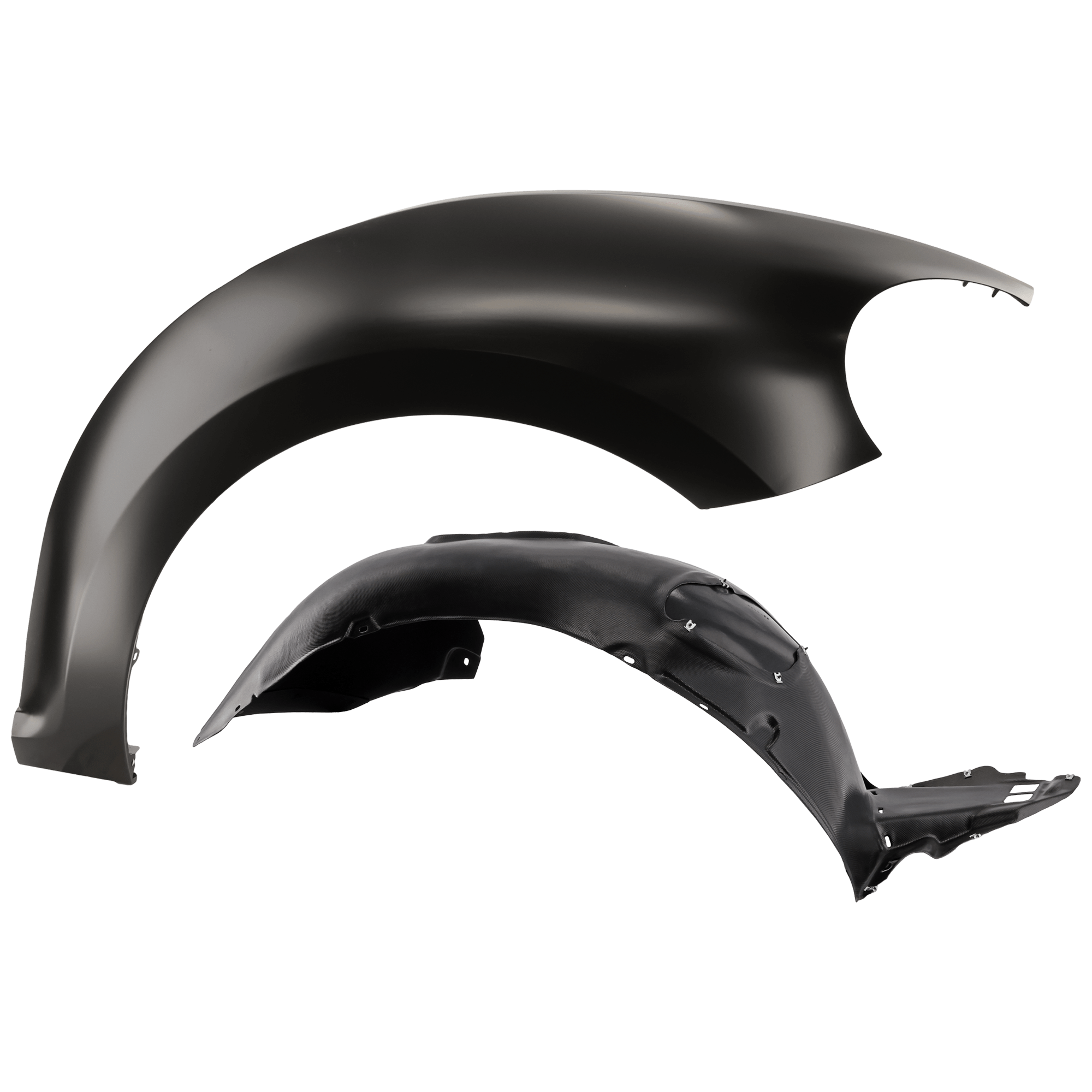 AM BEETLE 12-19 FRONT FENDER RH Primed Steel 2 pc kit with 1 Fender and 1 Fender Liner SKU KIT 050926 AE1426 Partslink VW1241144 VW1249126 OEM 5C5821022D 5C5805912H