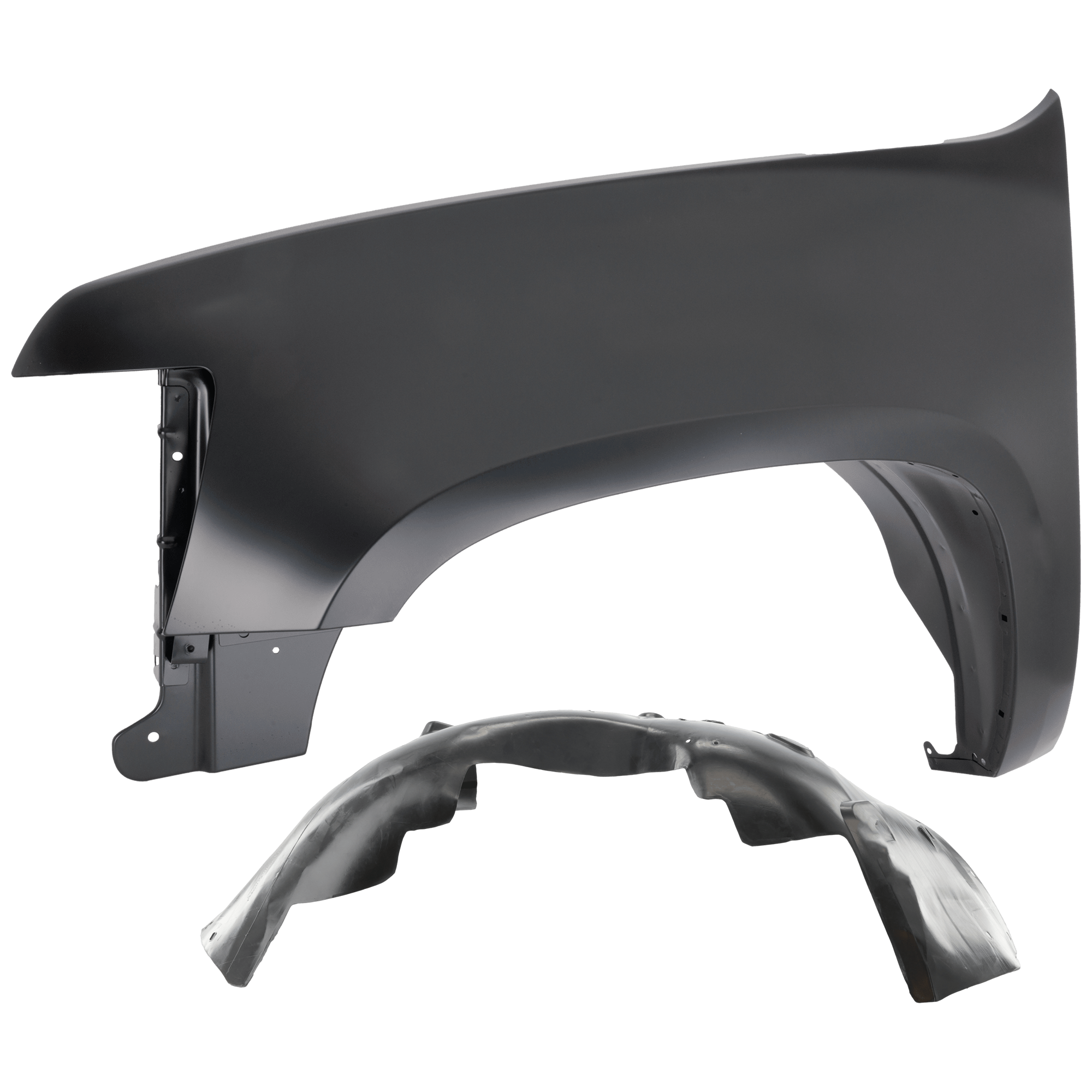 AM SUBURBAN 1500-07-14 TAHOE 07-14 FRONT FENDER LH Primed Steel 2 pc kit with 1 Fender and 1 Fender Liner SKU KIT 050926 AE1427 Partslink GM1240333 GM1250123 OEM 22977475-22860083