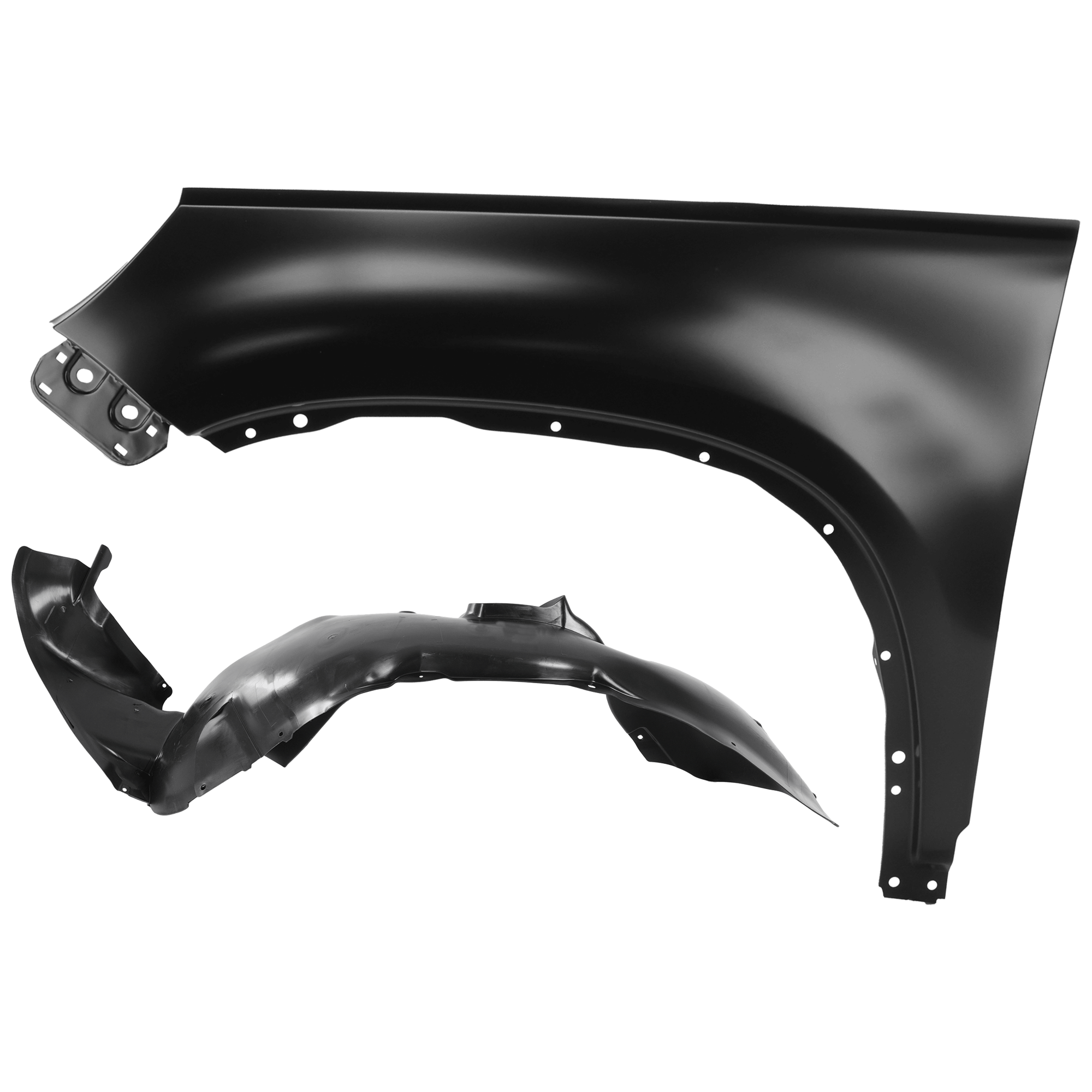 AM TIGUAN 09-17 TIGUAN LIMITED 17-18 FRONT FENDER LH Primed 2 pc kit with 1 Fender and 1 Fender Liner SKU KIT 050926 AE1433 Partslink VW1240141 VW1248158 OEM 5N0821105A 5N0805911D PFM