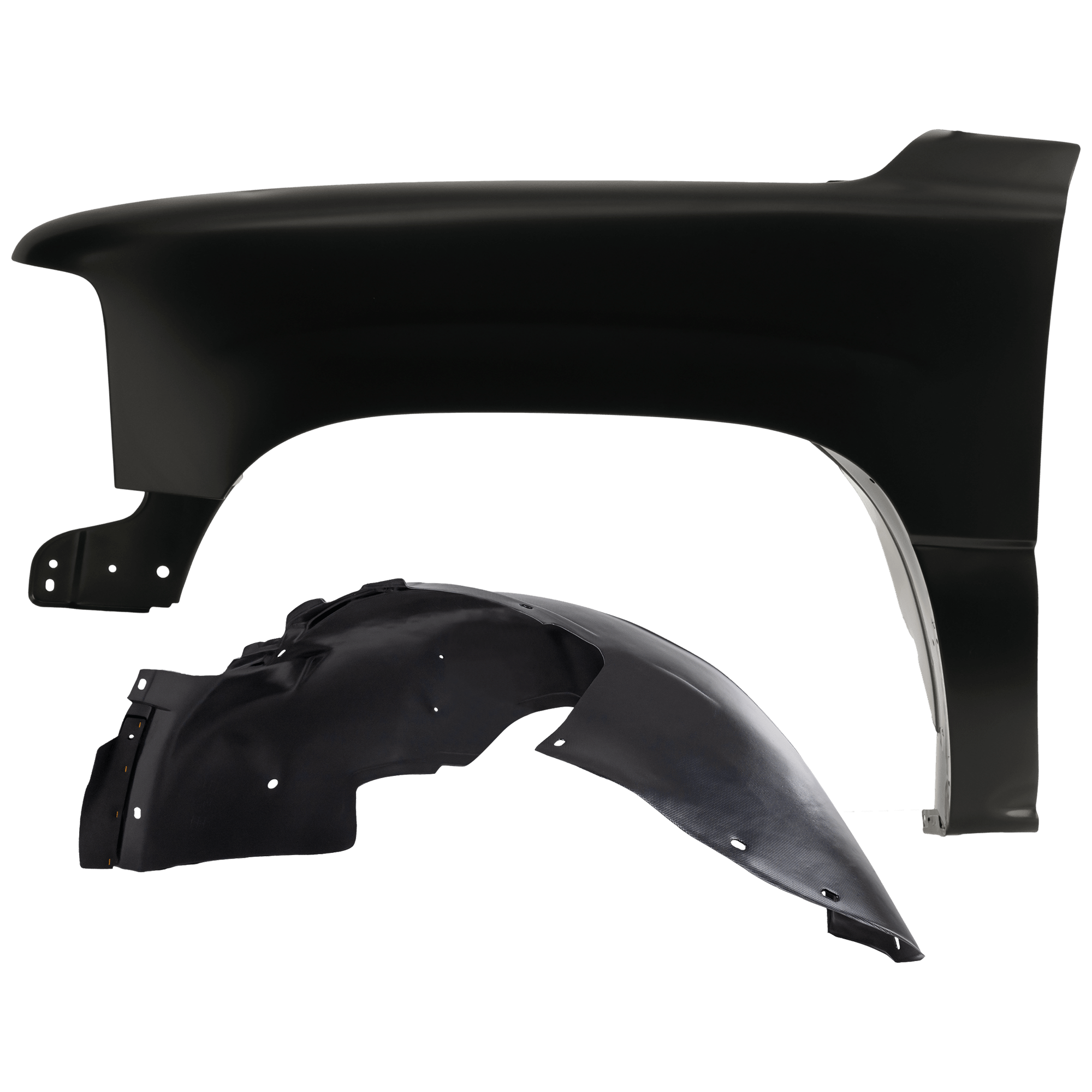 AM SILVERADO 2500 HD 01-02 SILVERADO 3500-01-02 FRONT FENDER LH Primed 2 pc kit with 1 Fender and 1 Fender Liner SKU KIT 050926 AE1434 Partslink GM1240267 GM1248165 OEM 19168844-15132711