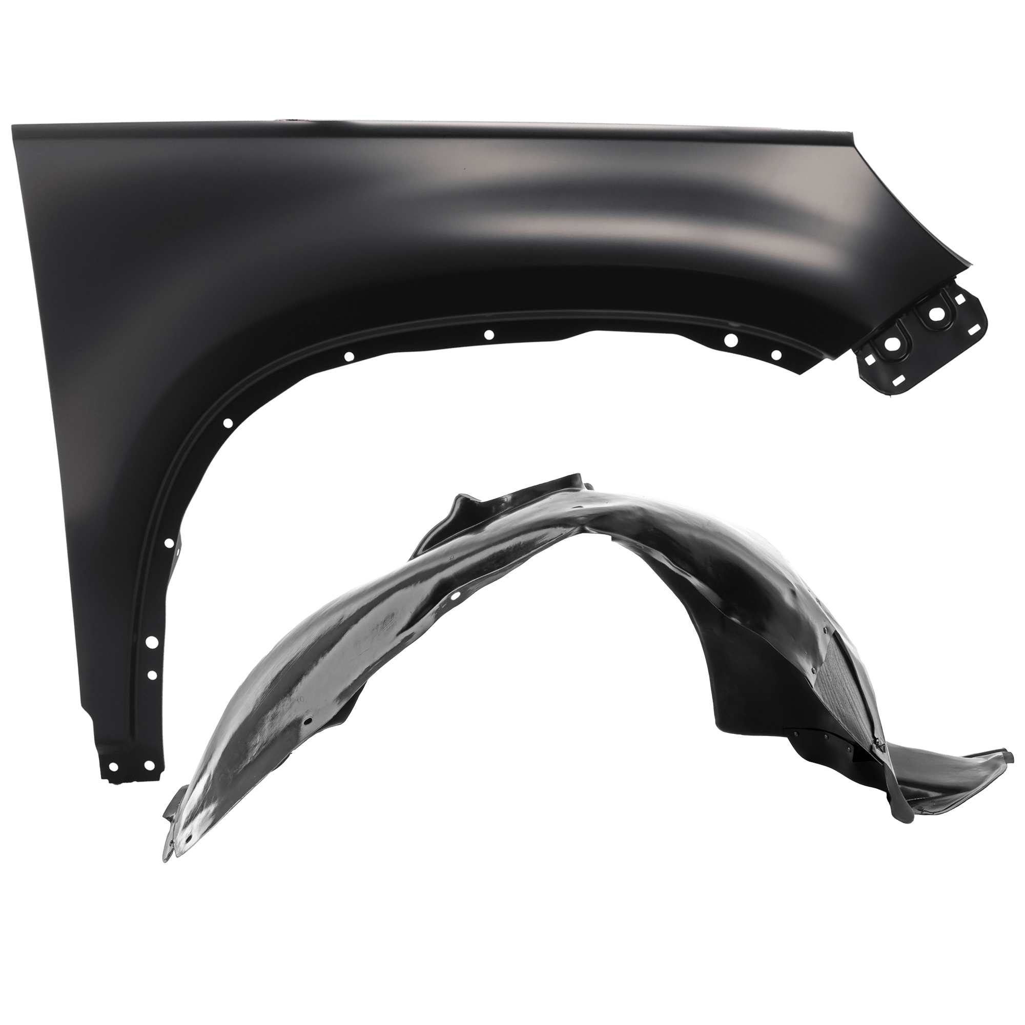 AM TIGUAN 09-17 TIGUAN LIMITED 17-18 FRONT FENDER RH Primed 2 pc kit with 1 Fender and 1 Fender Liner SKU KIT 050926 AE1438 Partslink VW1241141 VW1249114 OEM 5N0821106A 5N0805912C PFM