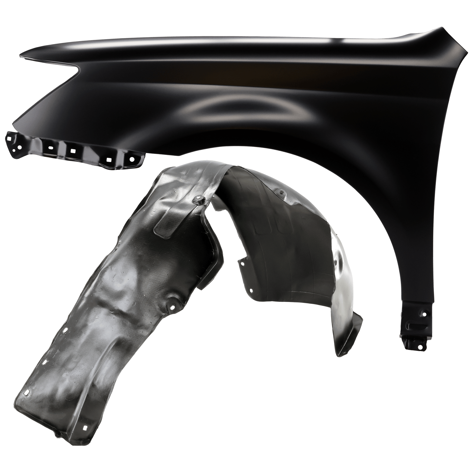 AM ELANTRA 19-20 FRONT FENDER LH Primed 2 pc kit with 1 Fender and 1 Fender Liner SKU KIT 050926 AE1444 Partslink HY1240176 HY1248177 OEM 66310F2500-86811F3500
