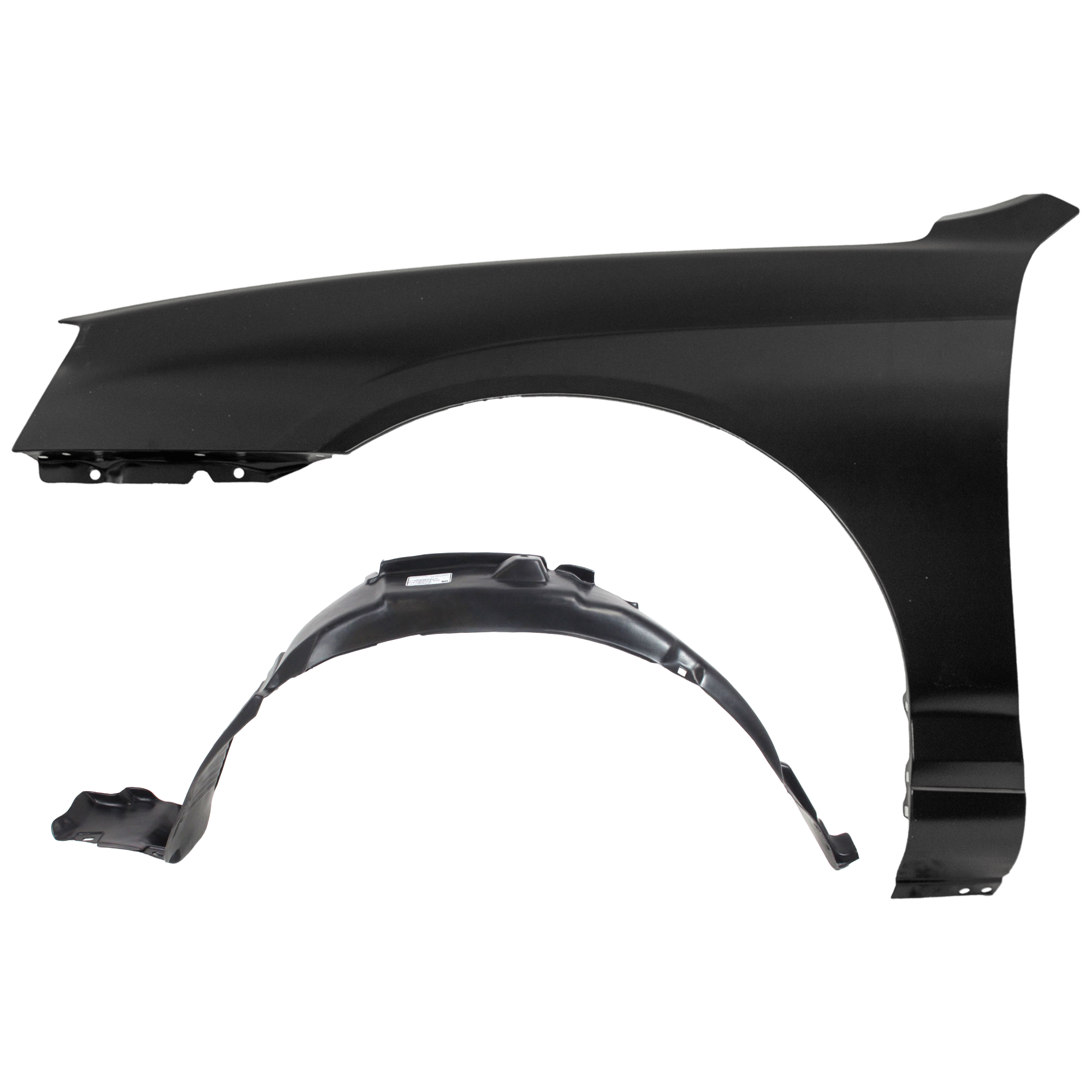 AM ELANTRA 04-06 FRONT FENDER LH Primed 2 pc kit with 1 Fender and 1 Fender Liner SKU KIT 050926 AE1454 Partslink HY1240121 HY1250108 OEM 663102D031-868112D502