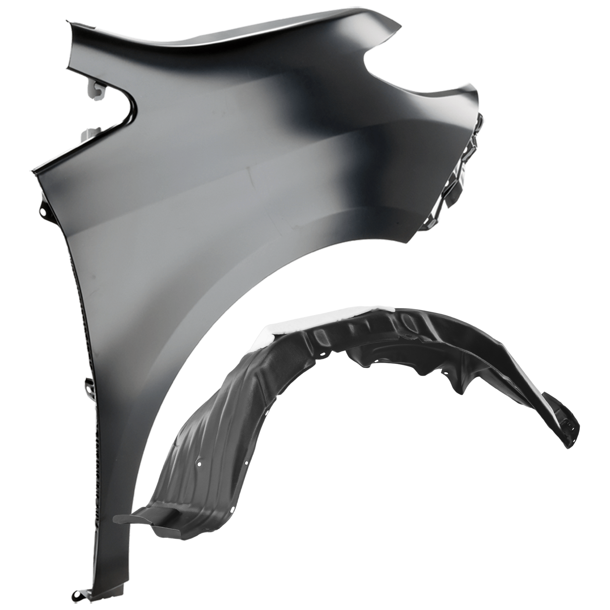 AM SIENNA 11-17 FRONT FENDER RH Primed w o Antenna Hole 2 pc kit with 1 Fender and 1 Fender Liner SKU KIT 050926 AE1465 Partslink TO1241234 TO1241272 TO1249163 TO1249203 OEM 5381108040-5381108060-53805080