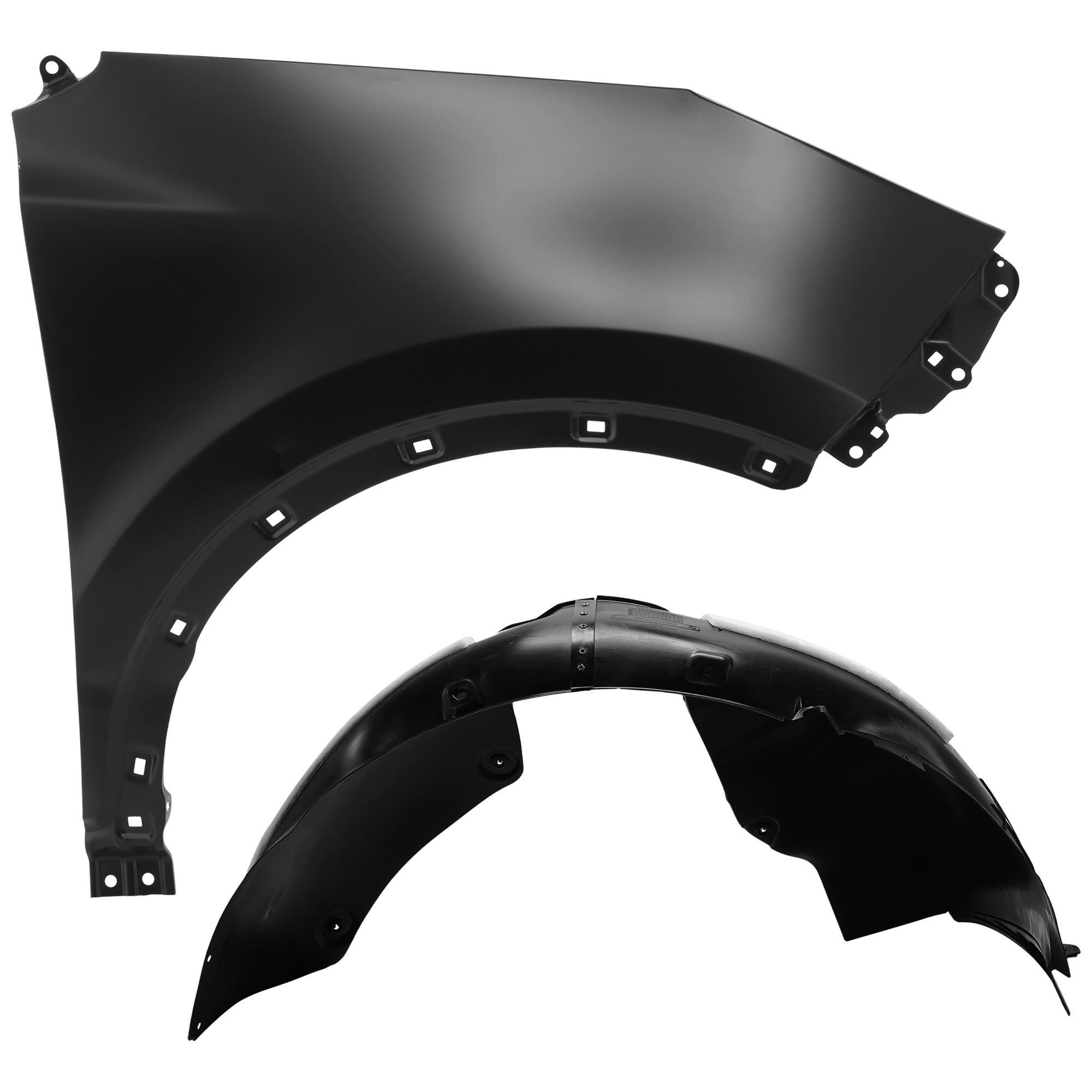 AM SPORTAGE 20-22 FRONT FENDER RH Primed Steel 2 pc kit with 1 Fender and 1 Fender Liner SKU KIT 050926 AE1474 Partslink KI1241150 KI1249163 OEM 66321D9000-86812D9500