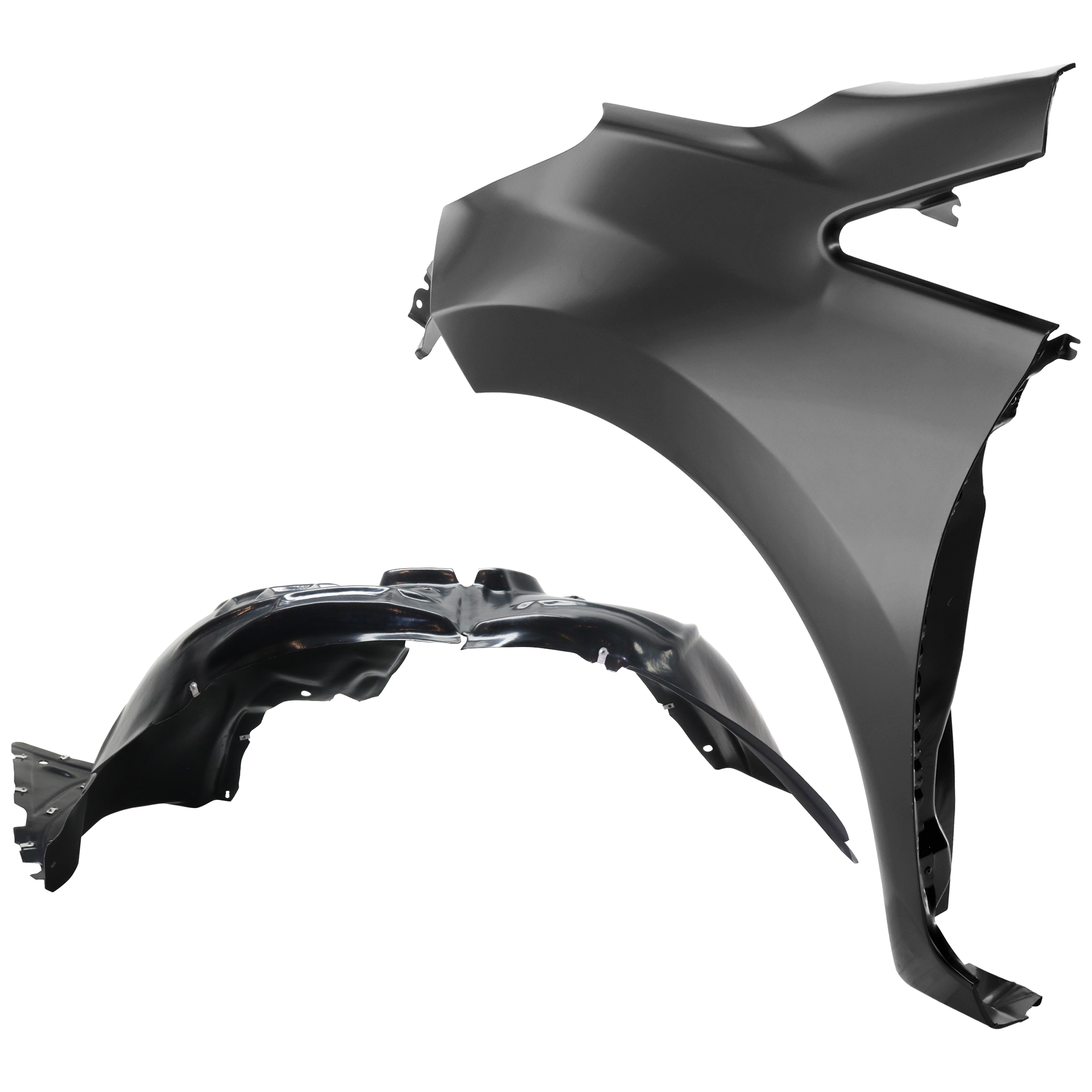 AM VERSA NOTE 14-19 FRONT FENDER LH Primed 2 pc kit with 1 Fender and 1 Fender Liner SKU KIT 050926 AE1476 Partslink NI1240211 NI1248141 OEM FCA019MBMB 638433WC0A