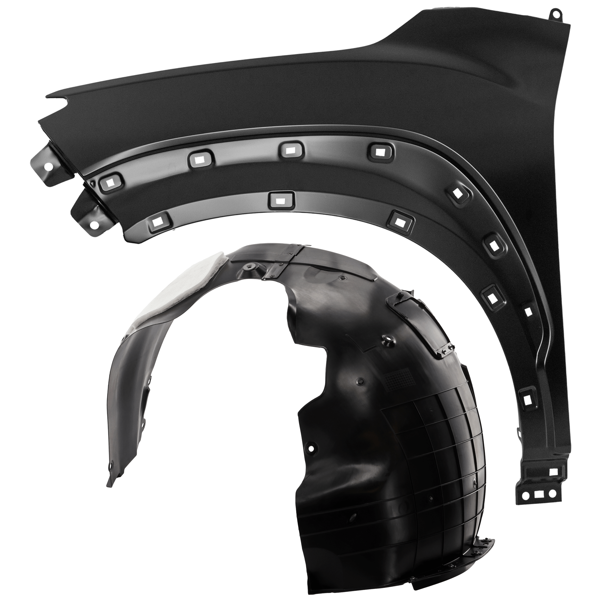 AM KONA 22-23 FRONT FENDER LH 2 pc kit with 1 Fender and 1 Fender Liner SKU KIT 050926 AE1479 Partslink HY1240172 HY1248191 OEM 66311J9000-86811J9NA0