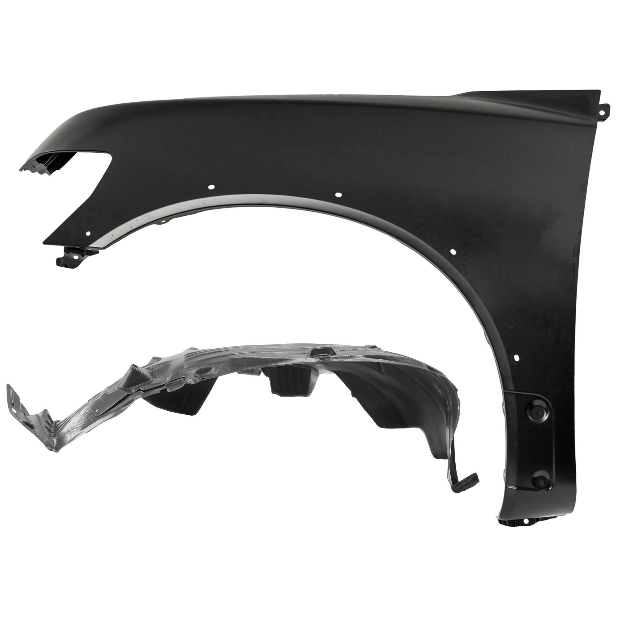 AM QX56-04-07 FRONT FENDER LH Primed Panel Steel 2 pc kit with 1 Fender and 1 Fender Liner SKU KIT 050926 AE1484 Partslink IN1240124 IN1250113 NI1248136 OEM F3101ZQ1MA 638317S600-63831ZQ0