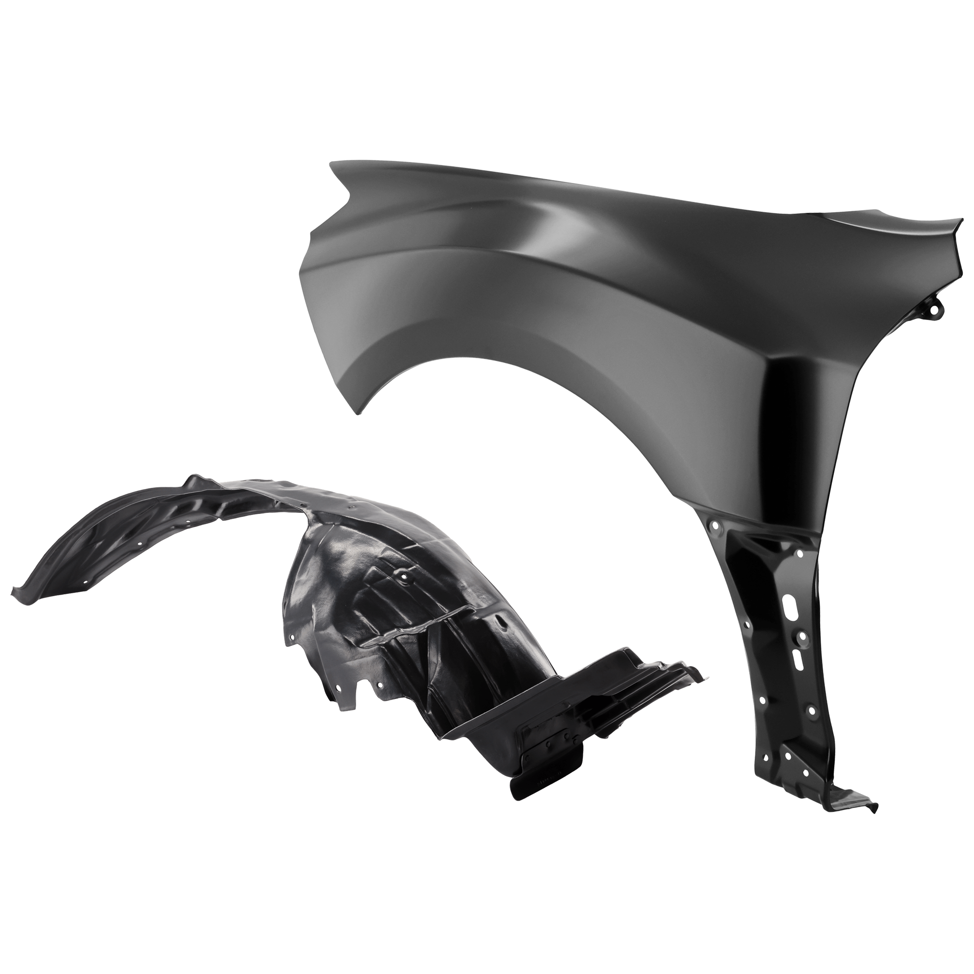 AM IMPREZA 11-14 WRX 13-14 FRONT FENDER LH Primed WRX Models Sedan Wagon 2 pc kit with 1 Fender and 1 Fender Liner SKU KIT 050926 AE1485 Partslink SU1240135 SU1248123 OEM 57120FG0509P 59110FG050