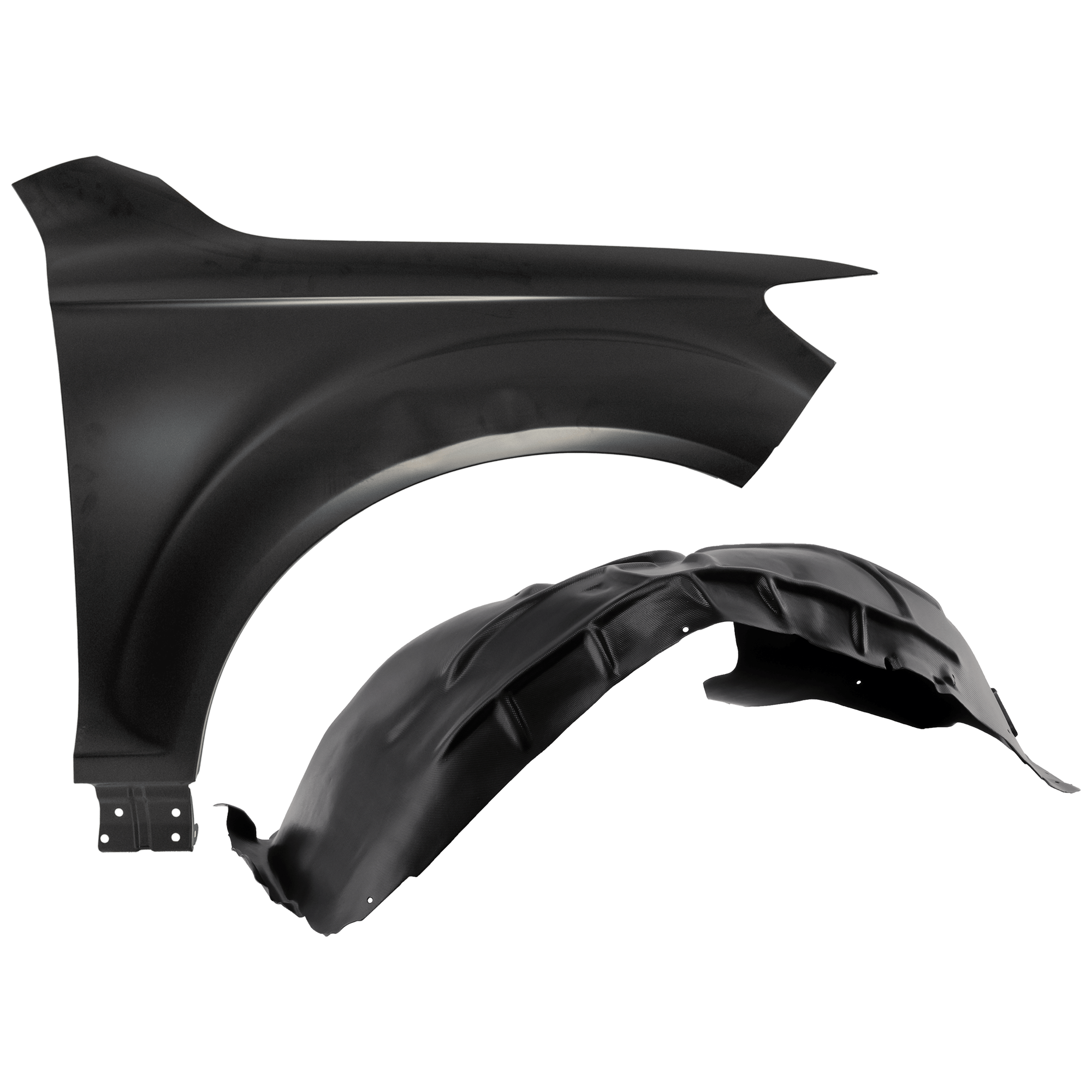 AM Q7-07-15 FRONT FENDER RH Primed Steel 2 pc kit with 1 Fender and 1 Fender Liner SKU KIT 050926 AE1487 Partslink AU1241132 AU1249110 OEM 4L0821102 PFM 4L0809962B