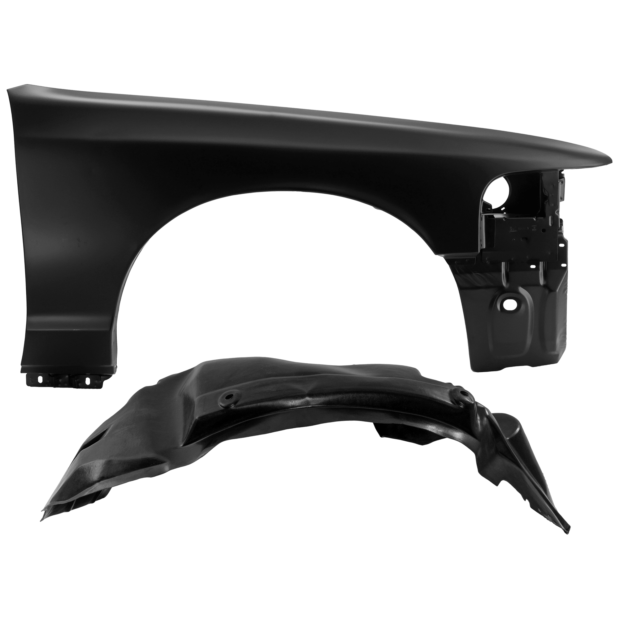 AM CROWN VICTORIA 03-11 GRAND MARQUIS 03-11 FRONT FENDER RH Primed 2 pc kit with 1 Fender and 1 Fender Liner SKU KIT 050926 AE1492 Partslink FO1241226 FO1249122 OEM 7W7Z16005A 6W7Z16054A