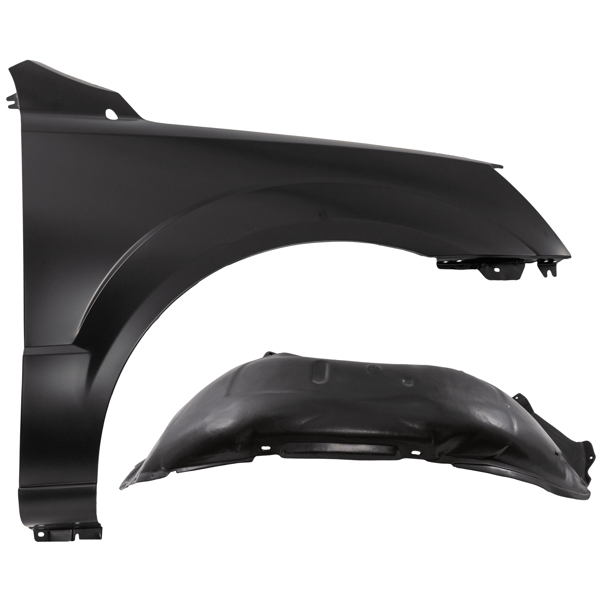 AM SORENTO 07-09 FRONT FENDER RH Primed Base LX Models 2 pc kit with 1 Fender and 1 Fender Liner SKU KIT 050926 AE1497 Partslink KI1241113 KI1249110 OEM 663213E100-868123E500