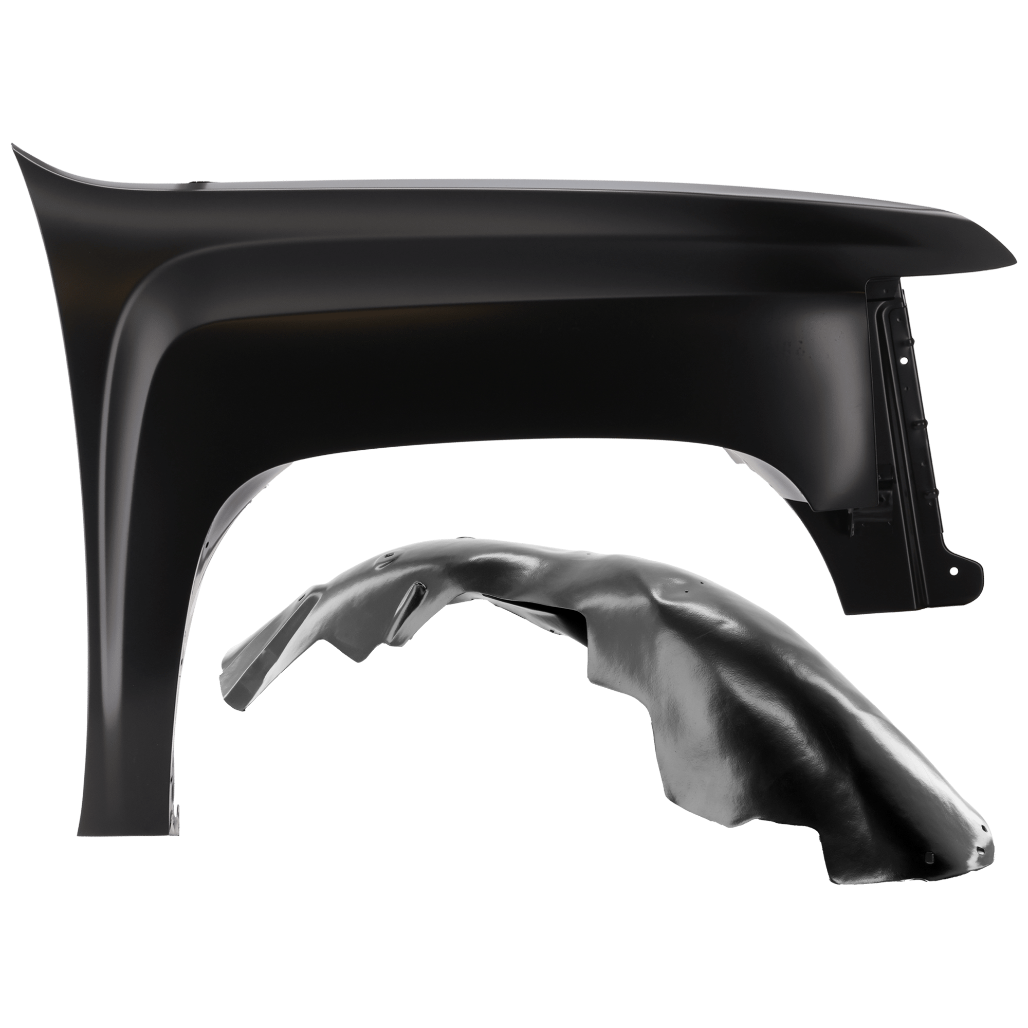 AM SILVERADO 1500-07-13 FRONT FENDER RH Primed Exc. 2007 Classic 2 pc kit with 1 Fender and 1 Fender Liner SKU KIT 050926 AE1500 Partslink GM1241341 GM1249183 OEM 22977474-22779790
