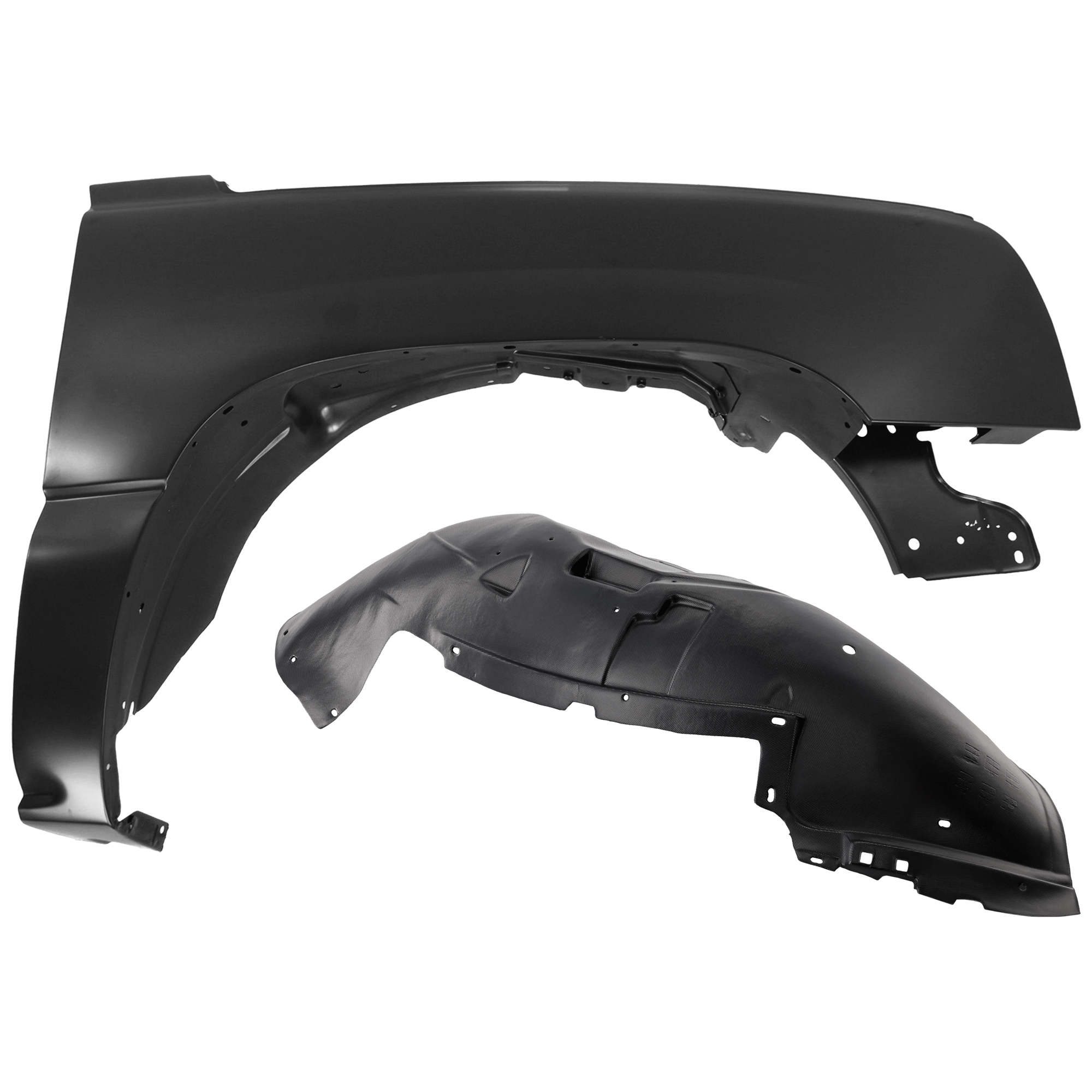 AM SILVERADO 2500 HD 03-06 SILVERADO 3500-03-06 FRONT FENDER RH Primed Includes 2007 Classic USA Built Vehicle 2 pc kit with 1 Fender and 1 Fender Liner SKU KIT 050926 AE1509 Partslink GM1241305 GM1249165 OEM 88944419-15268589