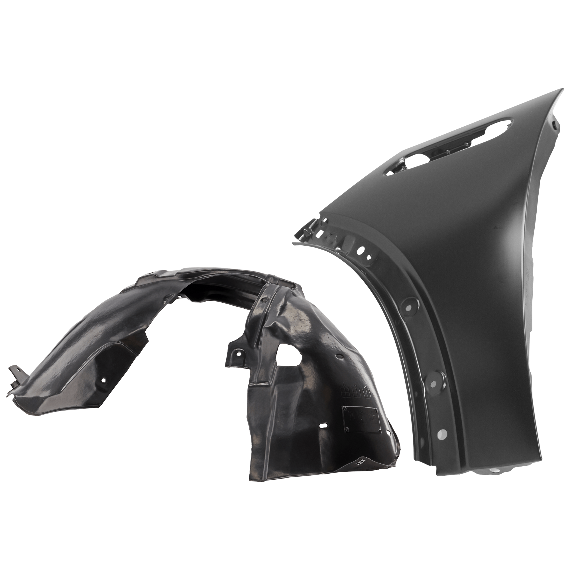 AM COOPER 02-08 FRONT FENDER LH Primed 2 pc kit with 1 Fender and 1 Fender Liner SKU KIT 050926 AE1523 Partslink MC1240101 MC1248101 OEM 41217037437-51711486198