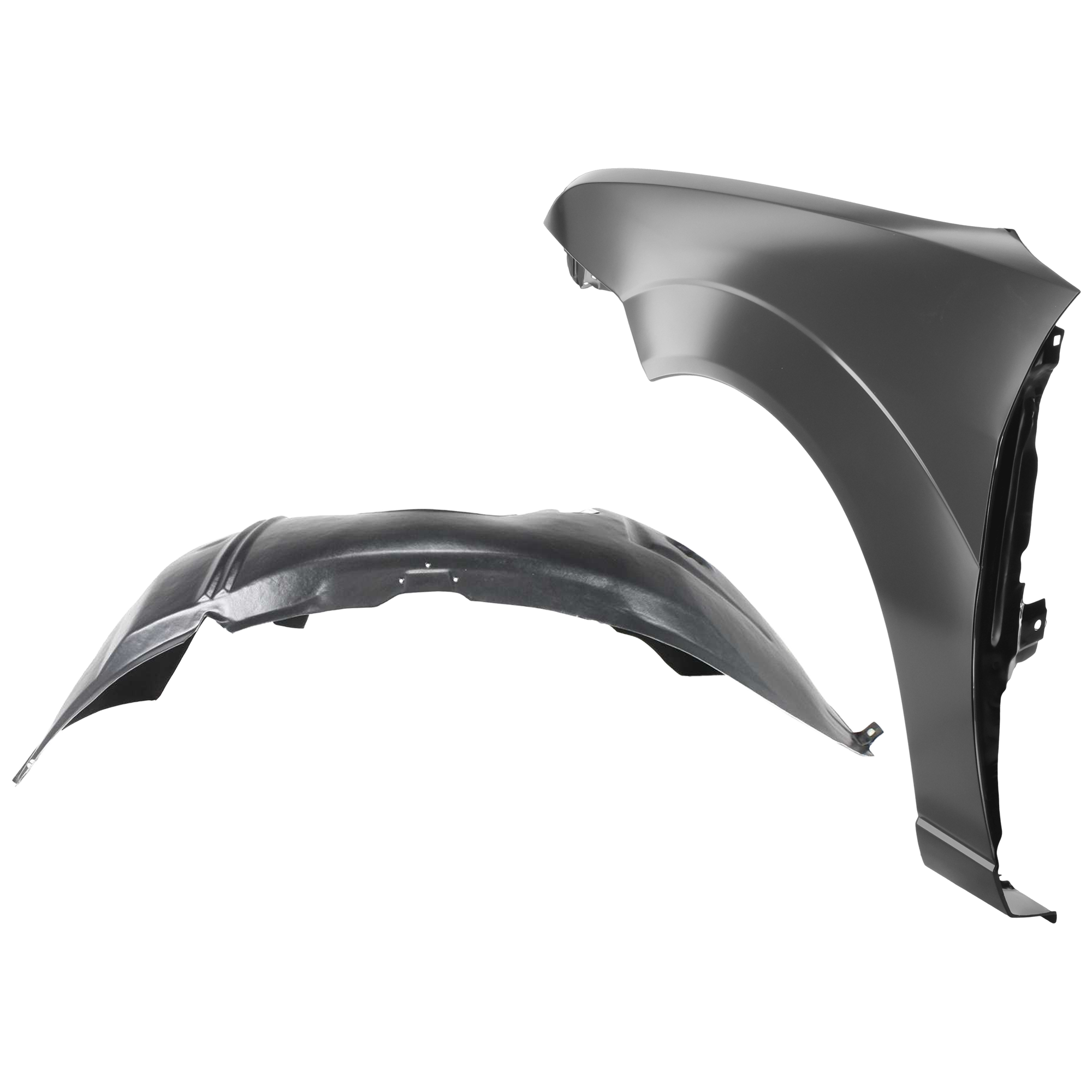 AM FOCUS 05-07 FRONT FENDER LH Primed 2 pc kit with 1 Fender and 1 Fender Liner SKU KIT 050926 AE1524 Partslink FO1240240 FO1250107 OEM 5S4Z16006AA 5S4Z16103BA