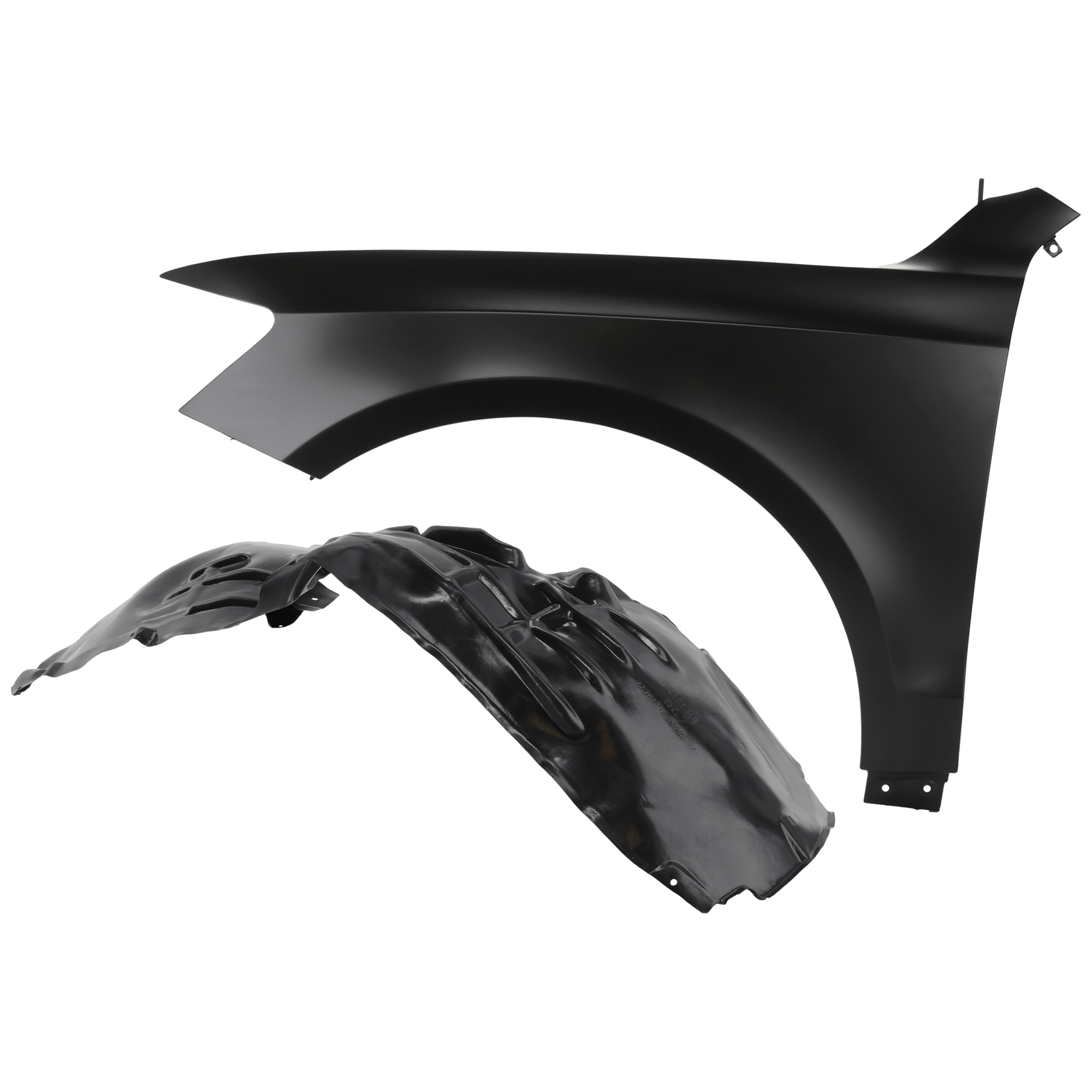 AM Q5-09-17 SQ5-14-17 FRONT FENDER LH Primed Steel 2 pc kit with 1 Fender and 1 Fender Liner SKU KIT 050926 AE1529 Partslink AU1240134 AU1240122 AU1248122 AU1248143 OEM 8R0821105A 8R0821105-8R0821171