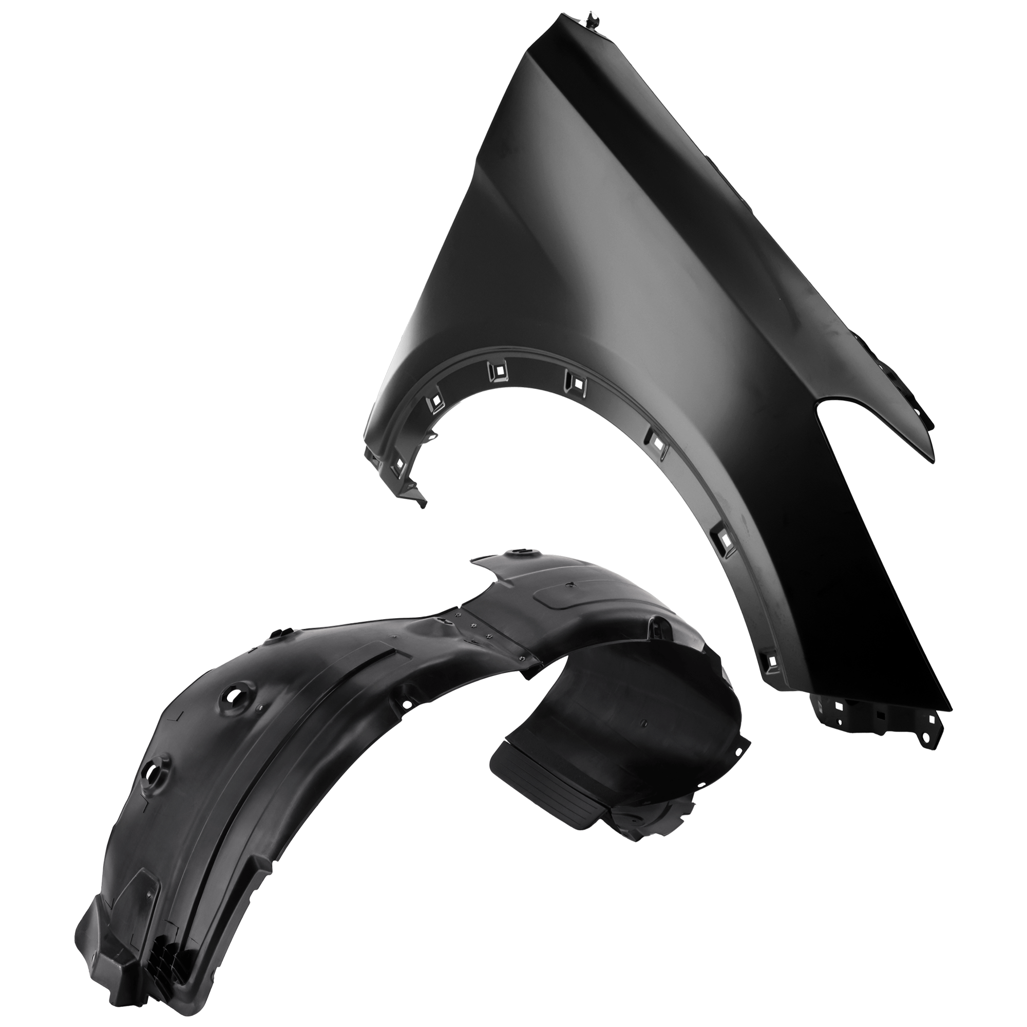AM SANTA FE SPORT 17-18 FRONT FENDER RH Primed 2 pc kit with 1 Fender and 1 Fender Liner SKU KIT 050926 AE1533 Partslink HY1241160 HY1241159 HY1249171 OEM 66320B8000-663204Z000-868124Z5