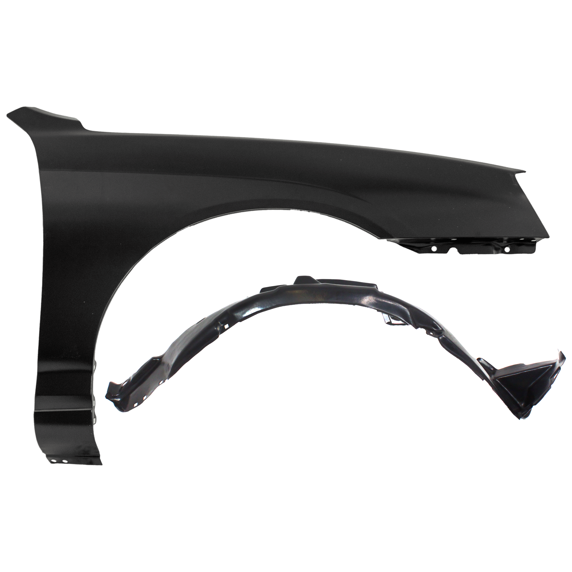AM ELANTRA 01-03 FRONT FENDER RH Primed 2 pc kit with 1 Fender and 1 Fender Liner SKU KIT 050926 AE1537 Partslink HY1241121 HY1249105 OEM 663202D031-868122D000