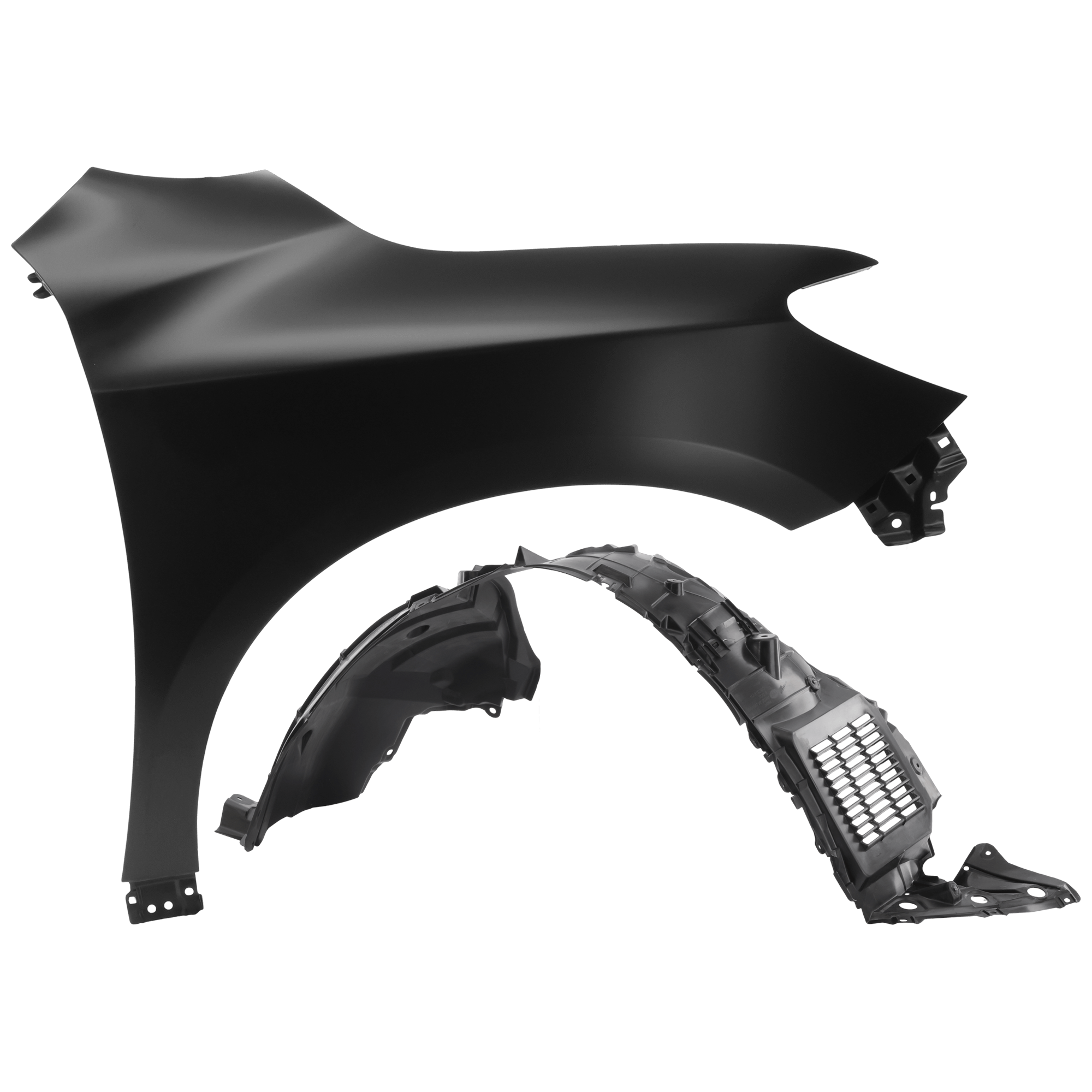AM PATHFINDER 15-20 FRONT FENDER RH Primed Non Hybrid Steel w o Fender Flare Holes 2 pc kit with 1 Fender and 1 Fender Liner SKU KIT 050926 AE1543 Partslink NI1241208 NI1249161 OEM 631003KA0B 638409NB0A