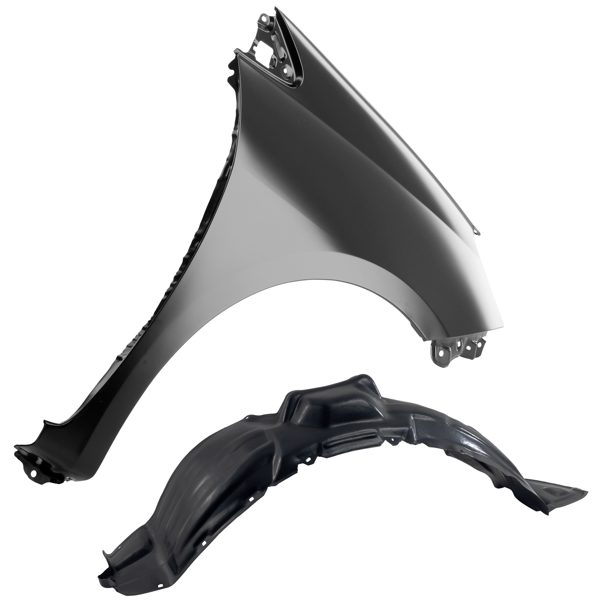 AM SIENNA 06-10 FRONT FENDER RH Primed w o Antenna Hole 2 pc kit with 1 Fender and 1 Fender Liner SKU KIT 050926 AE1544 Partslink TO1241203 TO1249152 OEM 53811AE040-53875AE020