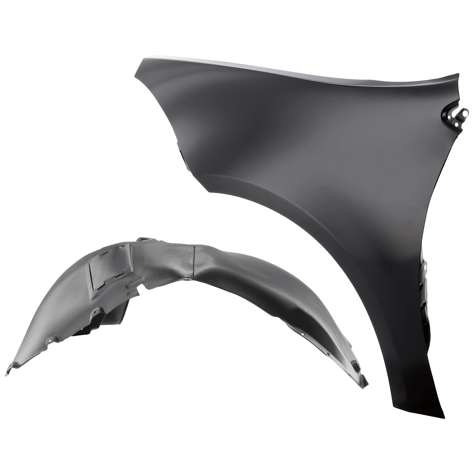 AM DART 13-16 FRONT FENDER LH Primed 2 pc kit with 1 Fender and 1 Fender Liner SKU KIT 050926 AE1550 Partslink CH1240280 CH1248200 OEM 68082973AC 68082835AE