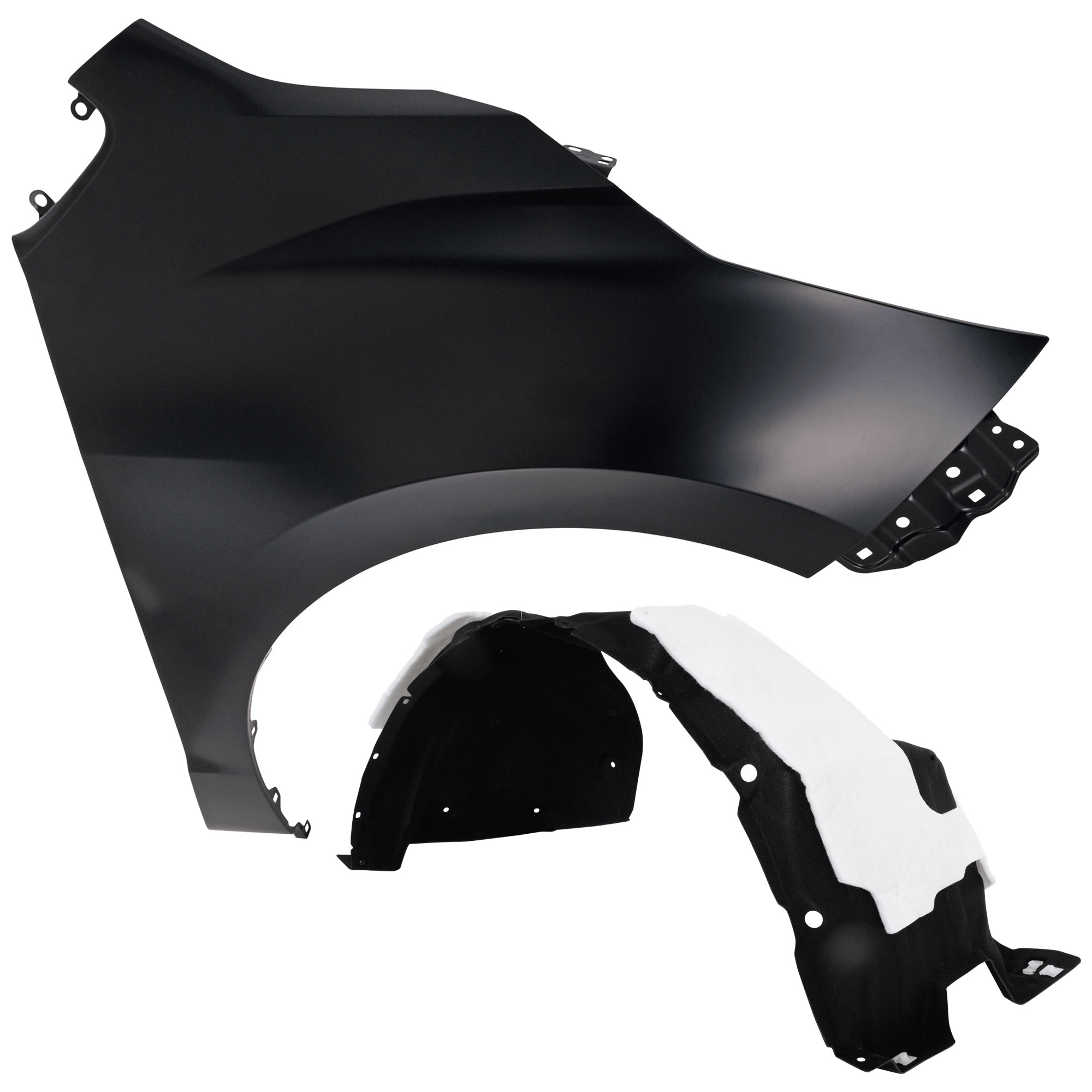 AM SIENNA 21-23 FRONT FENDER RH Primed Steel 2 pc kit with 1 Fender and 1 Fender Liner SKU KIT 050926 AE1555 Partslink TO1241280 TO1249248 OEM 5381108090-5380508061-53805080