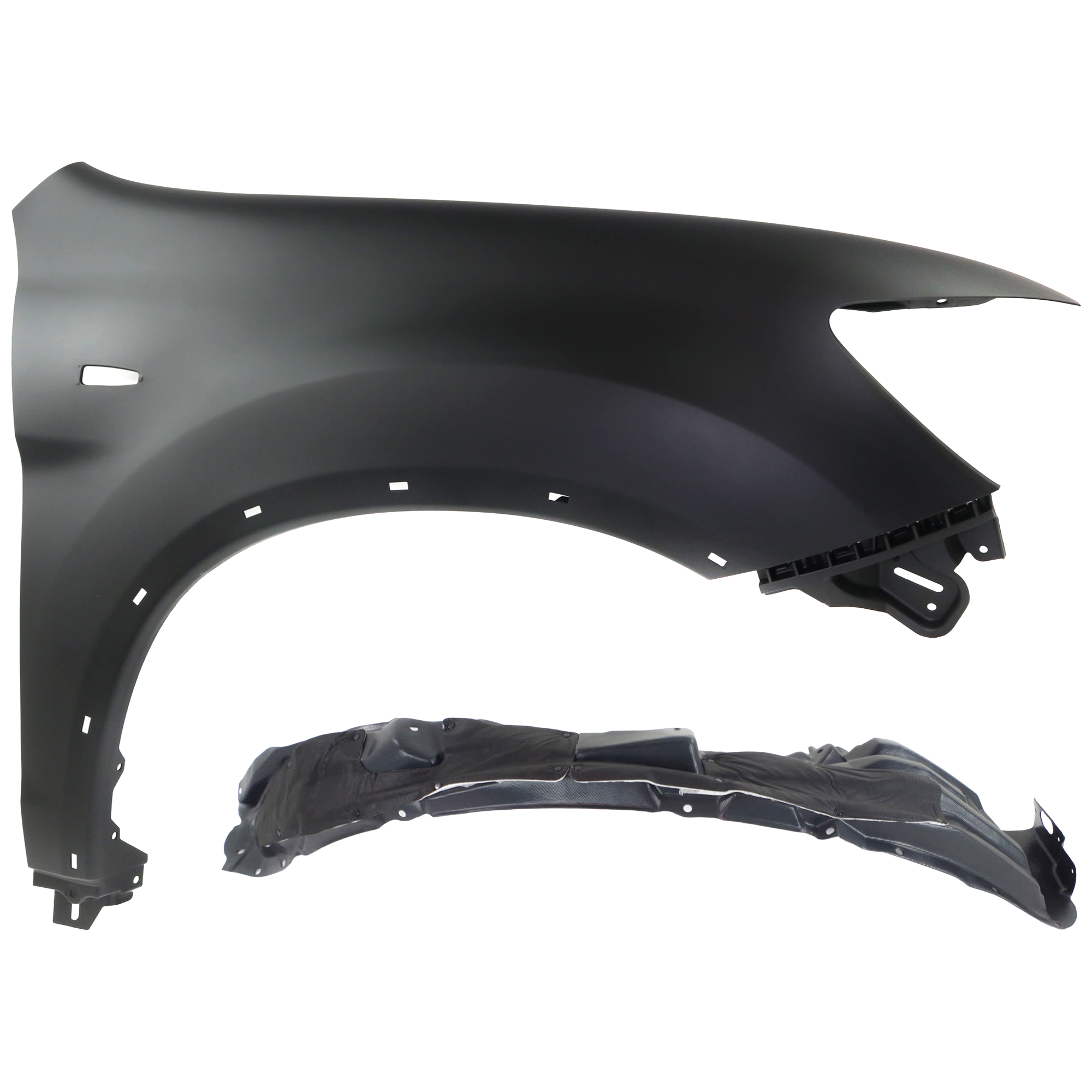 AM OUTLANDER SPORT 16-19 RVR 16-19 FRONT FENDER RH Primed 2 pc kit with 1 Fender and 1 Fender Liner SKU KIT 050926 AE1557 Partslink MI1241181 MI1249127 OEM 63112W120P 5220M812-5370C176-5