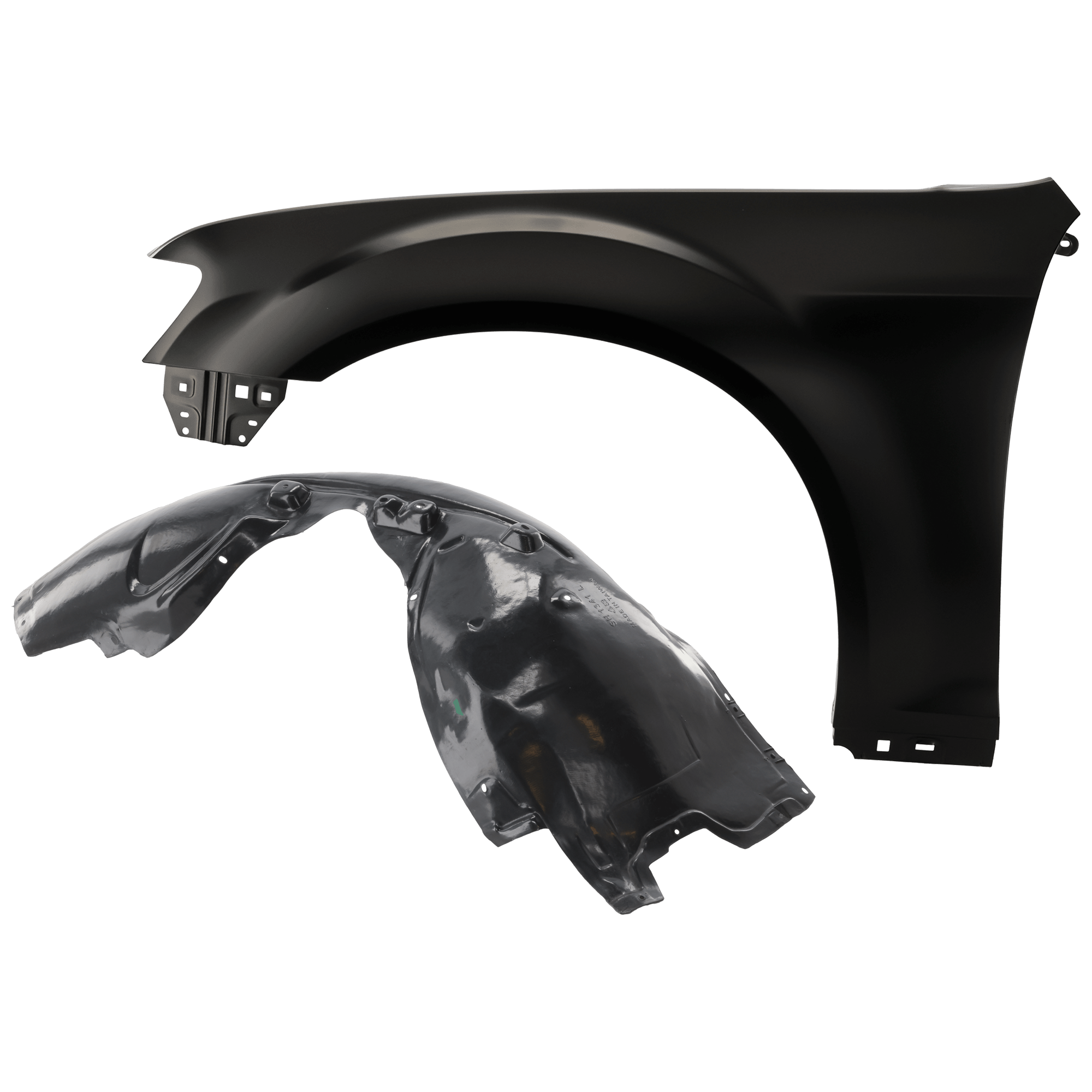 AM 300-15-23 FRONT FENDER LH Primed Steel 2 pc kit with 1 Fender and 1 Fender Liner SKU KIT 050926 AE1563 Partslink CH1240277 CH1248170 OEM 55113439AD 68205933AF PFM