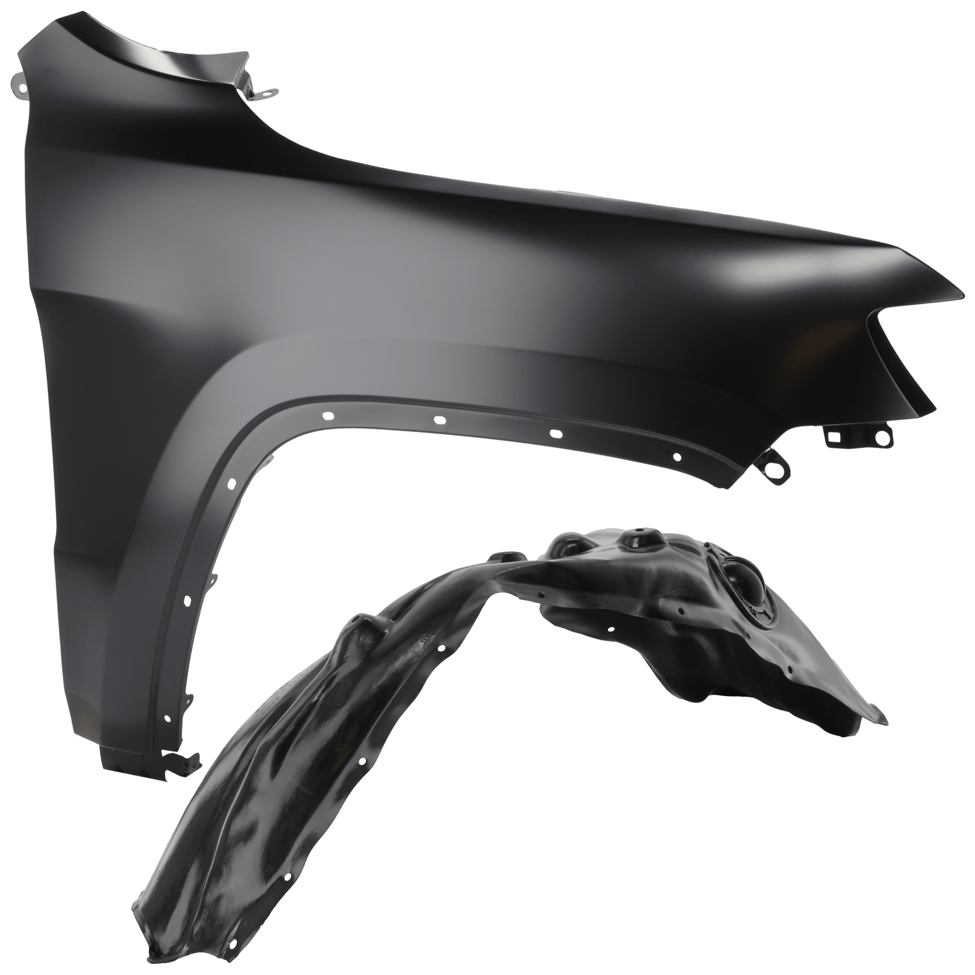 AM GRAND CHEROKEE 11-13 FRONT FENDER RH Primed 2 pc kit with 1 Fender and 1 Fender Liner SKU KIT 050926 AE1564 Partslink CH1241272 CH1249153 OEM 55369596AF 55079292AG