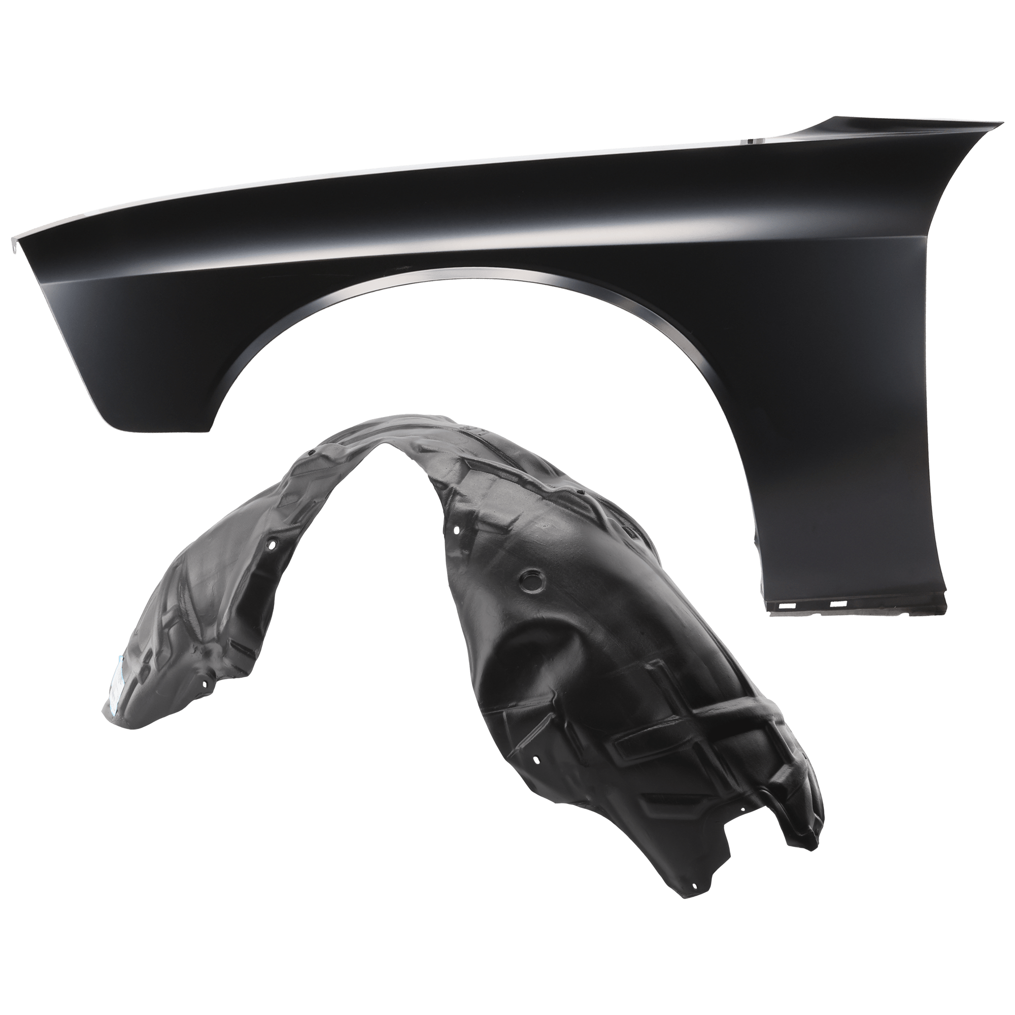AM CHALLENGER 15-23 FRONT FENDER LH Primed Steel w o Wide Body Option 2 pc kit with 1 Fender and 1 Fender Liner SKU KIT 050926 AE1565 Partslink CH1240285 CH1248172 OEM 68275471AA 68175061AH