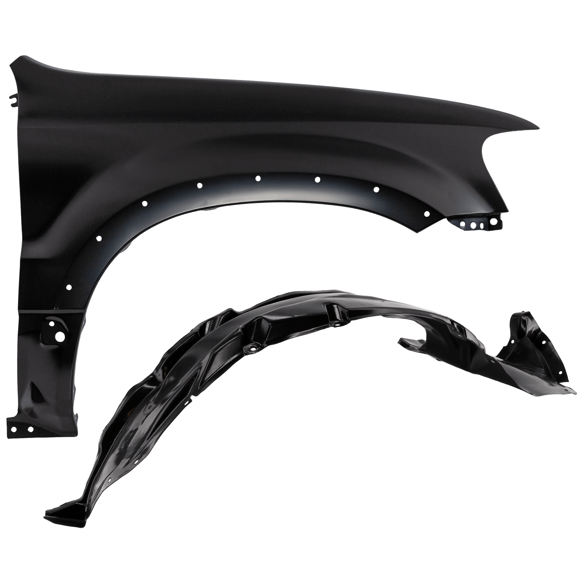AM ESCAPE 05-07 FRONT FENDER RH Primed w Fender Flare Holes 2 pc kit with 1 Fender and 1 Fender Liner SKU KIT 050926 AE1574 Partslink FO1241215 FO1251127 OEM YL8Z16005DA 5L8Z16102AA