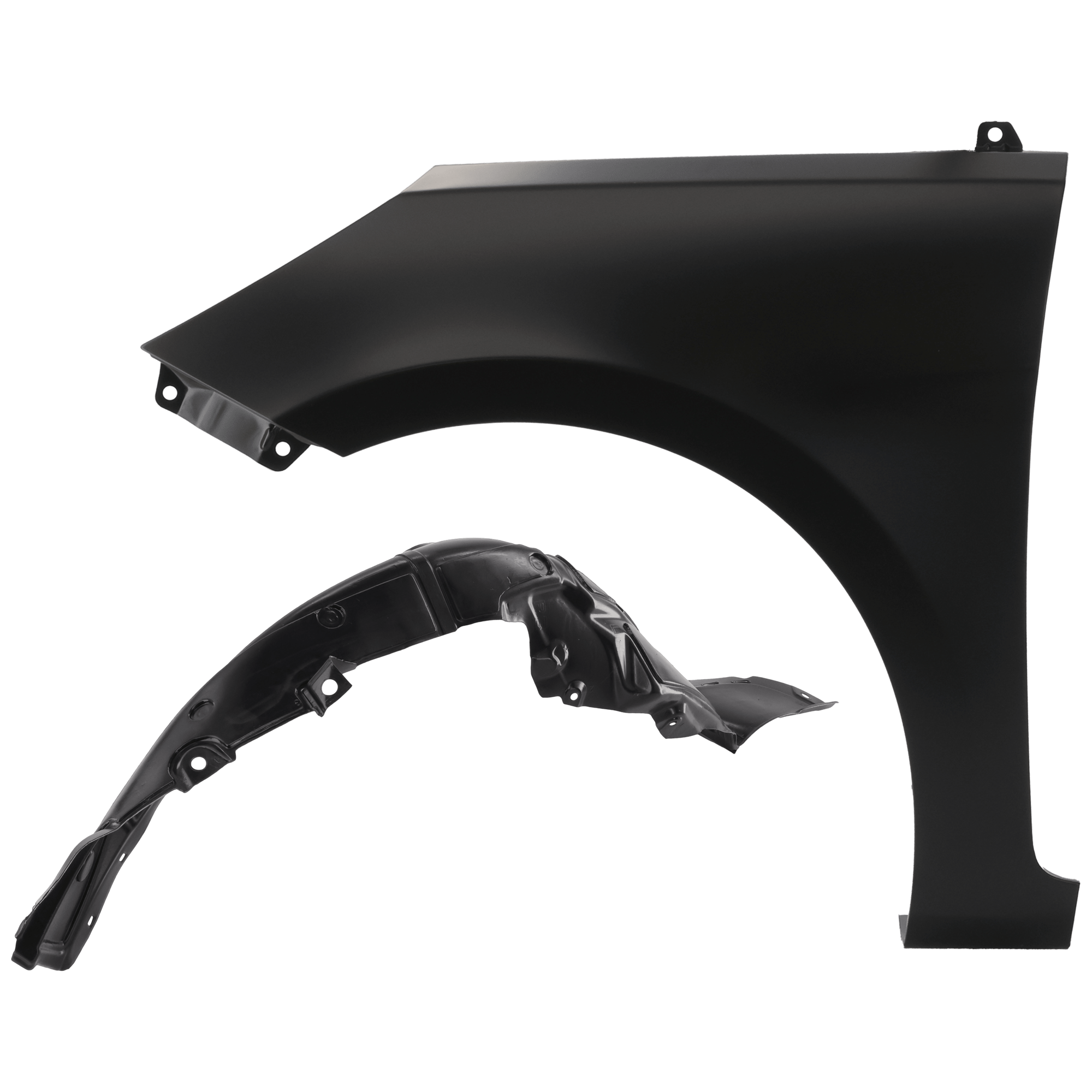 AM ACCENT 13-17 FRONT FENDER LH Primed Hatchback Sedan w o Side Lamp Hole 2 pc kit with 1 Fender and 1 Fender Liner SKU KIT 050926 AE1576 Partslink HY1240154 HY1248136 OEM 663111R350-868111R010