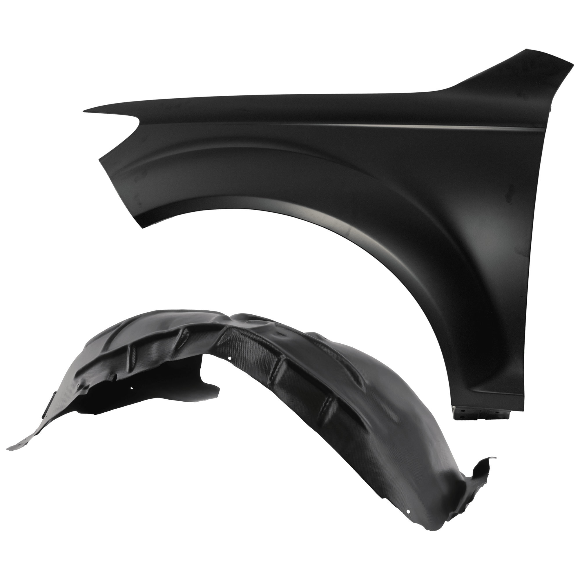 AM Q7-07-15 FRONT FENDER LH Primed Steel 2 pc kit with 1 Fender and 1 Fender Liner SKU KIT 050926 AE1581 Partslink AU1240132 AU1248110 OEM 4L0821101 PFM 4L0809961B
