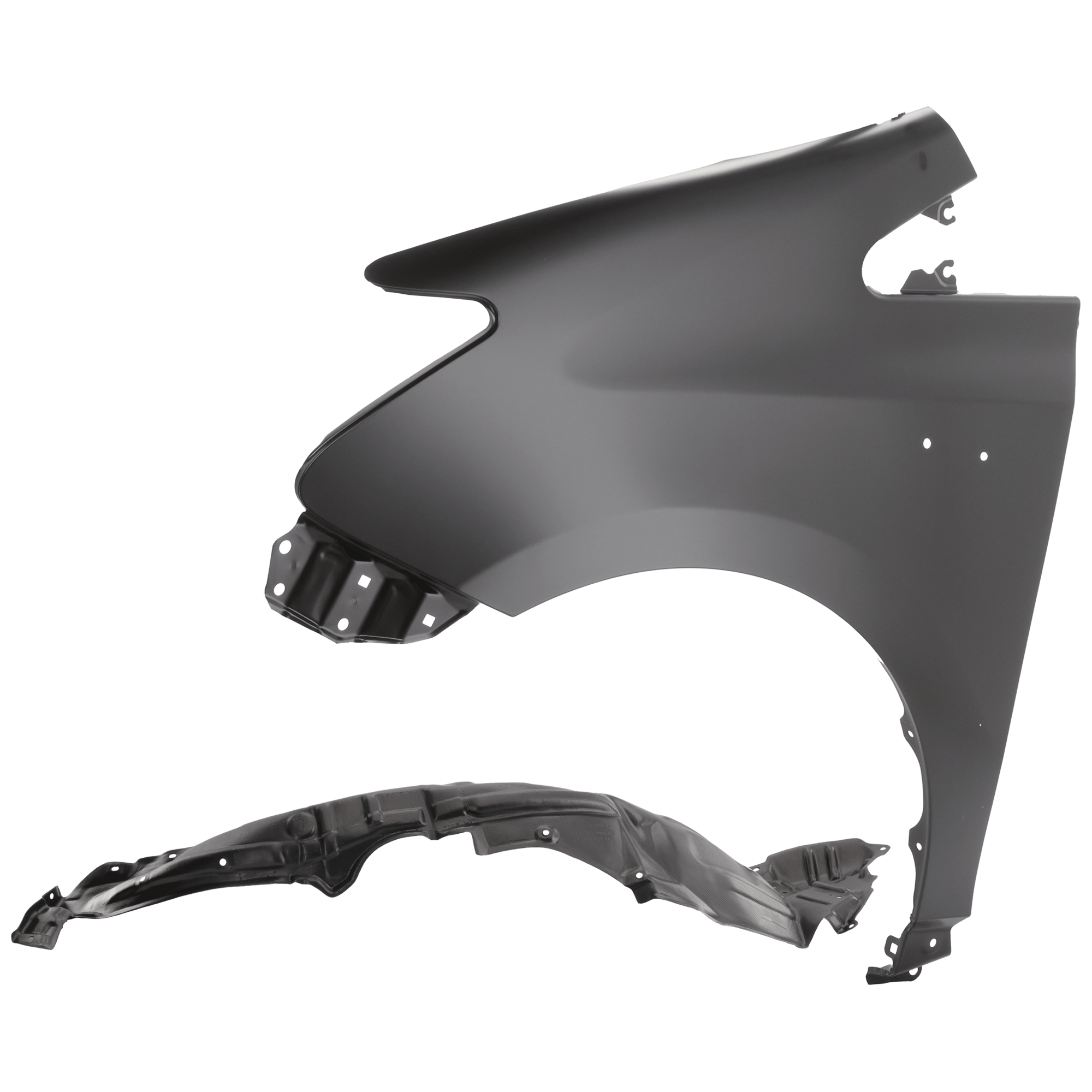 AM PRIUS V 12-14 FRONT FENDER LH Primed Steel 2 pc kit with 1 Fender and 1 Fender Liner SKU KIT 050926 AE1587 Partslink TO1240255 TO1248179 OEM 5380247080-5387647041