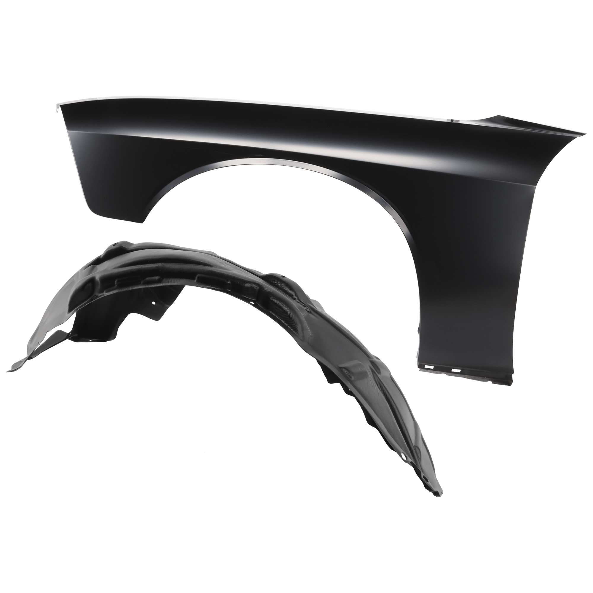 AM CHALLENGER 15-22 FRONT FENDER LH Primed Steel w o Wide Body Option 2 pc kit with 1 Fender and 1 Fender Liner SKU KIT 050926 AE1589 Partslink CH1240285 CH1248178 OEM 68275471AA 68184705AF