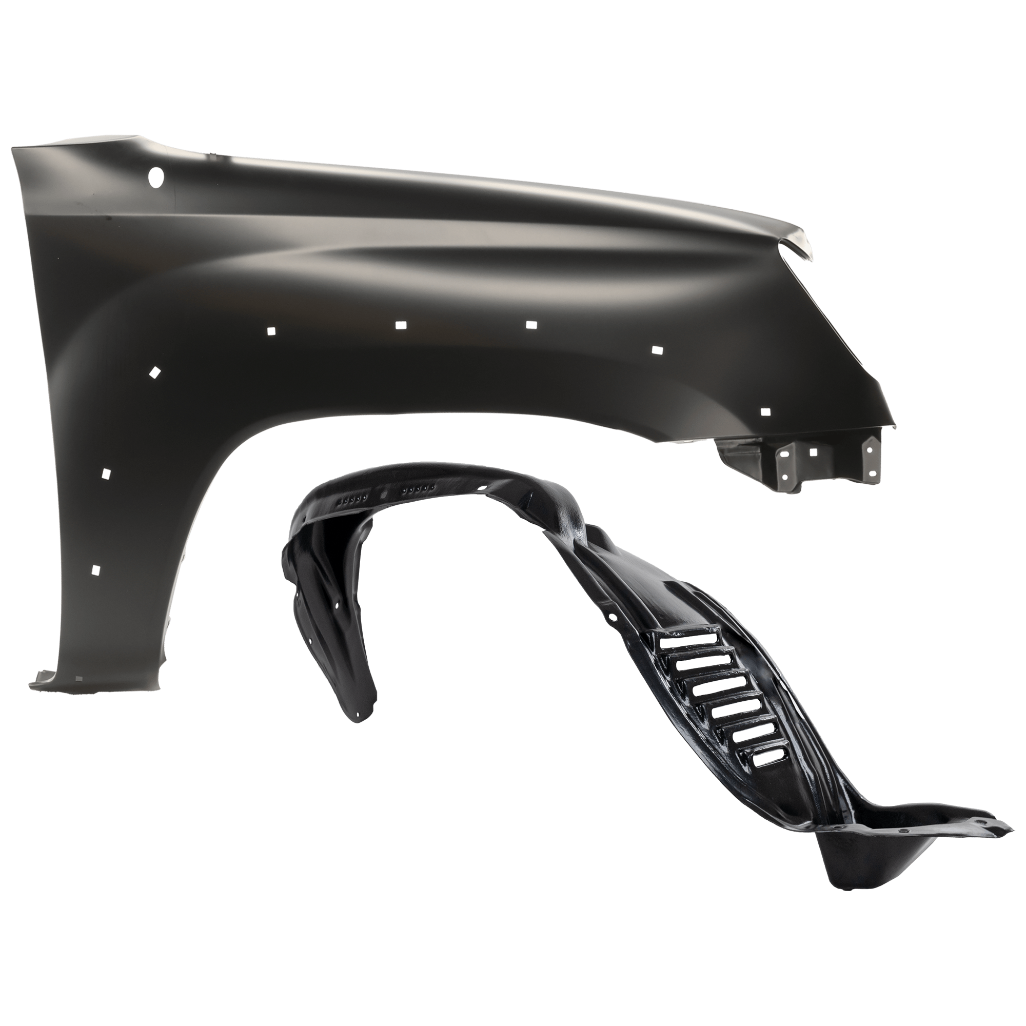 AM TACOMA 05-11 FRONT FENDER RH Primed 4WD 2WD PreRunner Model 2 pc kit with 1 Fender and 1 Fender Liner SKU KIT 050926 AE1609 Partslink TO1241208 TO1249135 OEM 5381104100-5387504160