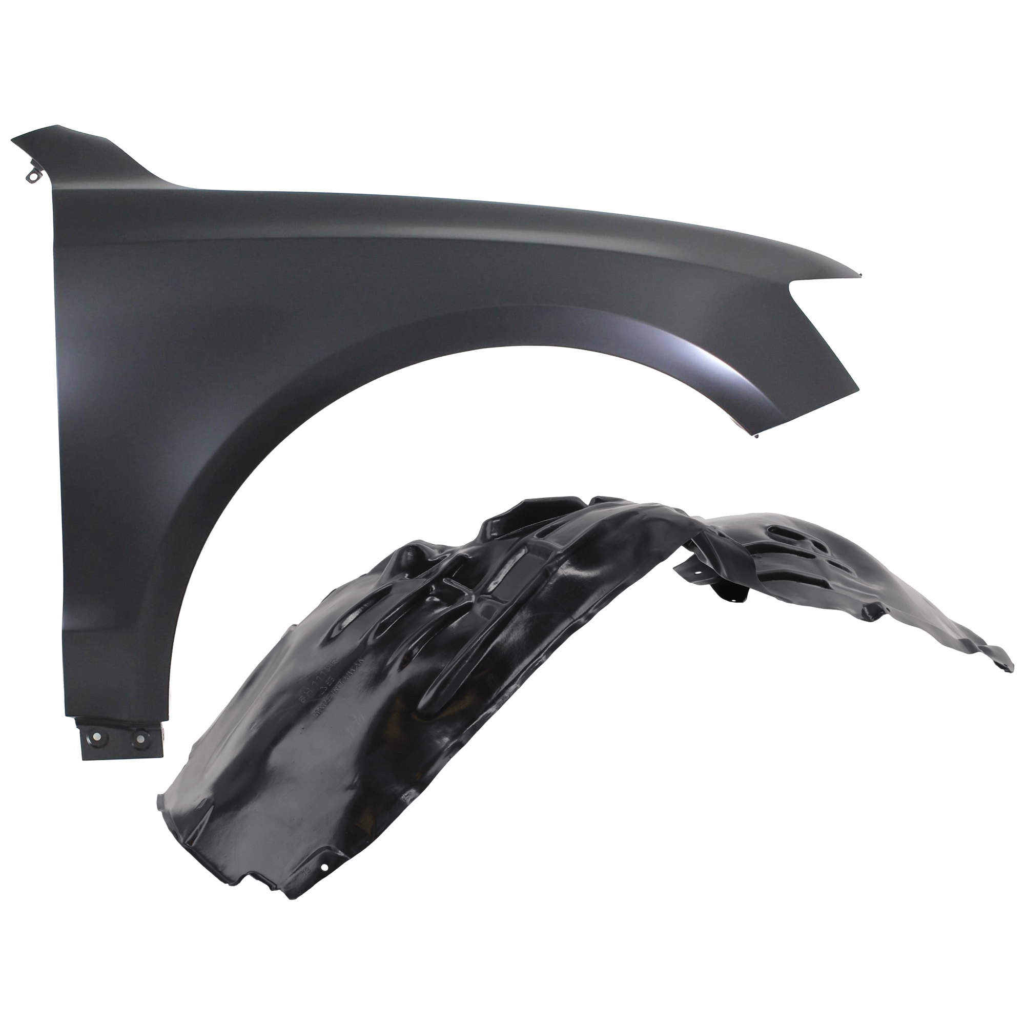 AM Q5-09-17 SQ5-14-17 FRONT FENDER RH Primed Steel 2 pc kit with 1 Fender and 1 Fender Liner SKU KIT 050926 AE1613 Partslink AU1241134 AU1241122 AU1249122 AU1249143 OEM 8R0821106A 8R0821106-8R0821172