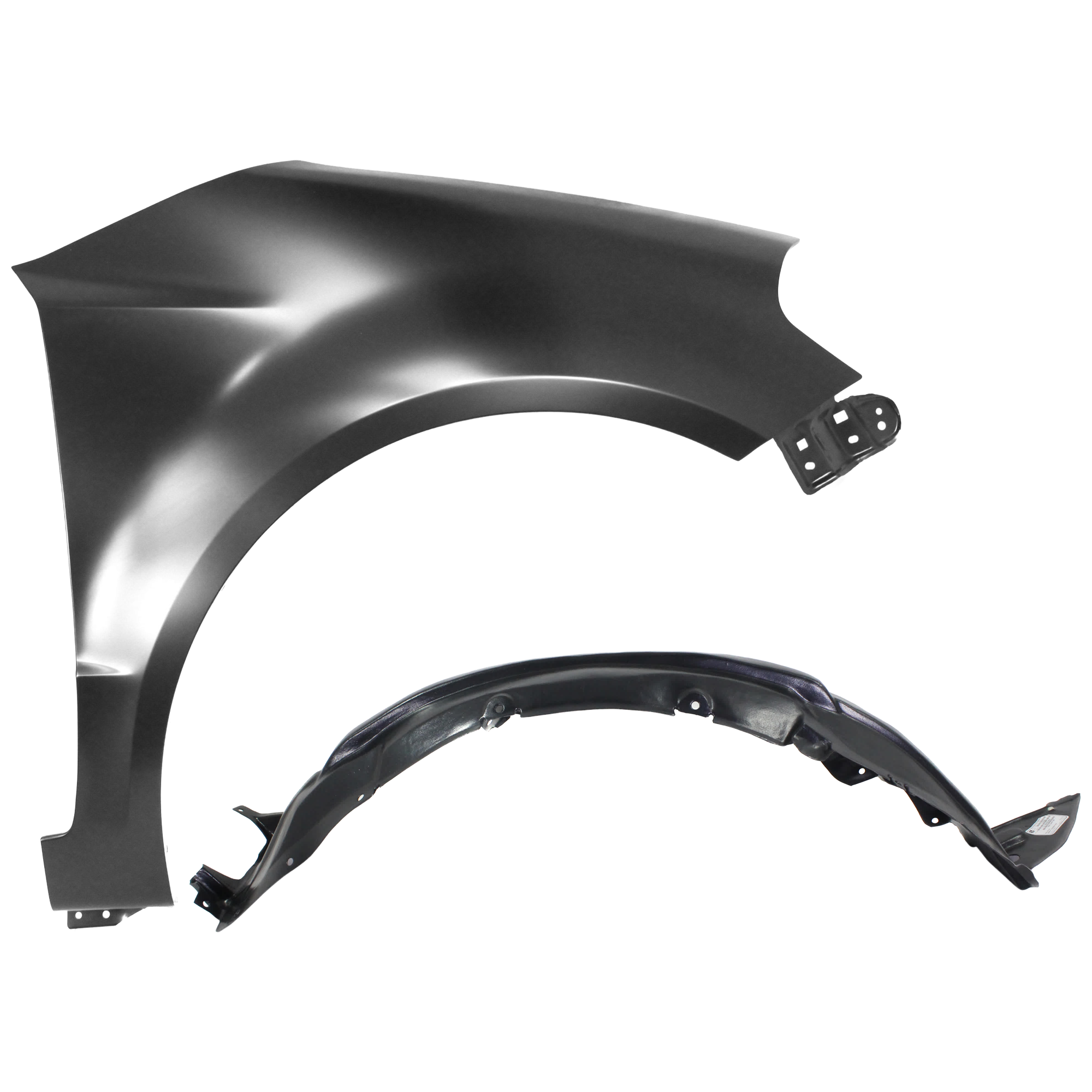 AM SX4-10-13 FRONT FENDER RH Primed Sedan w o Side Lamp and Flare Hole Steel 2 pc kit with 1 Fender and 1 Fender Liner SKU KIT 050926 AE1622 Partslink SZ1241124 SZ1249120 OEM 5760080870-7232154L00