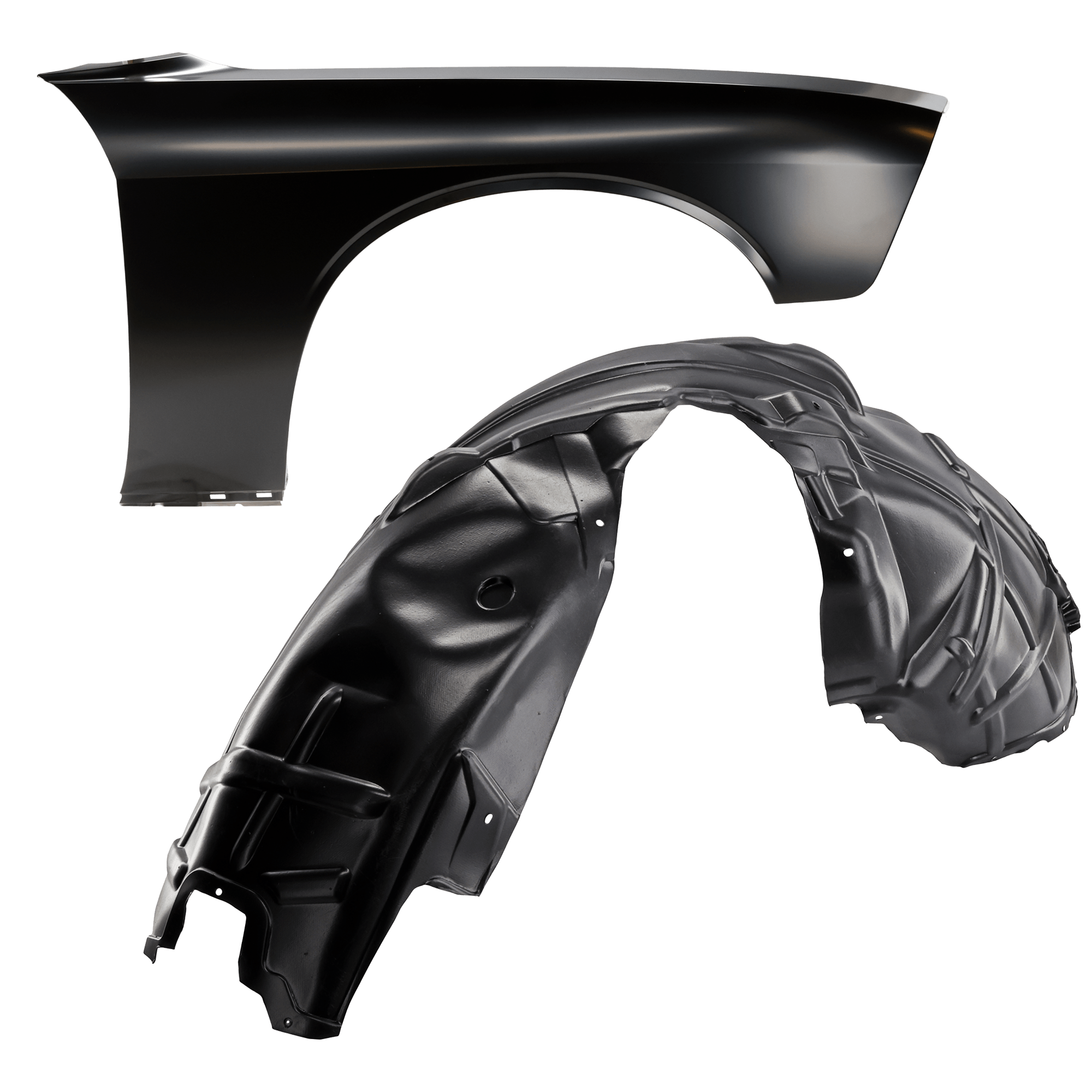 AM CHALLENGER 15-23 FRONT FENDER RH Primed Steel w o Wide Body Option 2 pc kit with 1 Fender and 1 Fender Liner SKU KIT 050926 AE1626 Partslink CH1241285 CH1249173 OEM 68275470AA 68259092AF