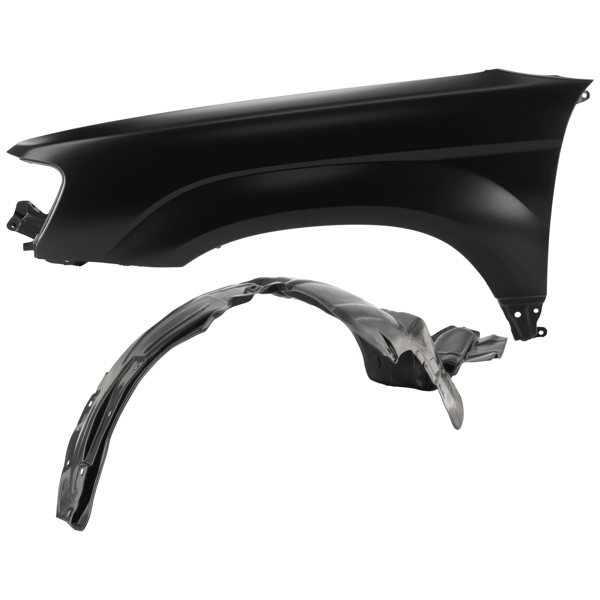 AM FORESTER 03-05 FRONT FENDER LH Primed 2 pc kit with 1 Fender and 1 Fender Liner SKU KIT 050926 AE1642 Partslink SU1240123 SU1248108 OEM 57110SA0309P 59110SA012