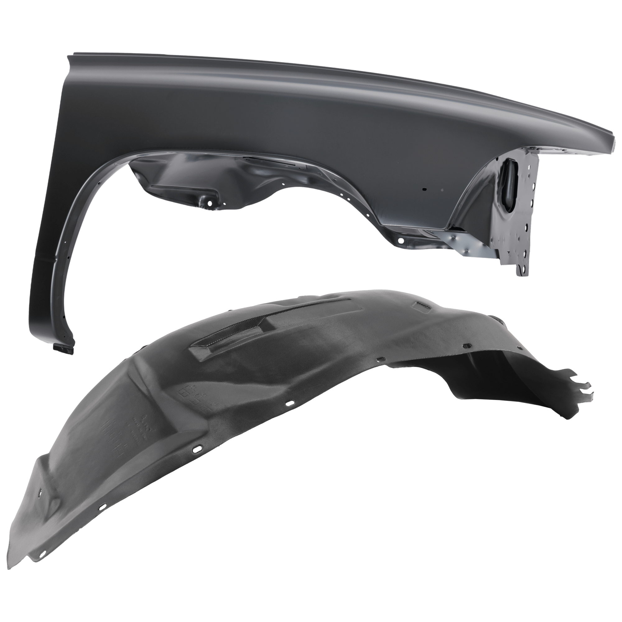 AM DAKOTA 97-04 DURANGO 98-03 FRONT FENDER RH Primed w Antenna Hole and Emblem Provision 2 pc kit with 1 Fender and 1 Fender Liner SKU KIT 050926 AE1644 Partslink CH1241212 CH1249111 OEM 55255030AF 55256848AF