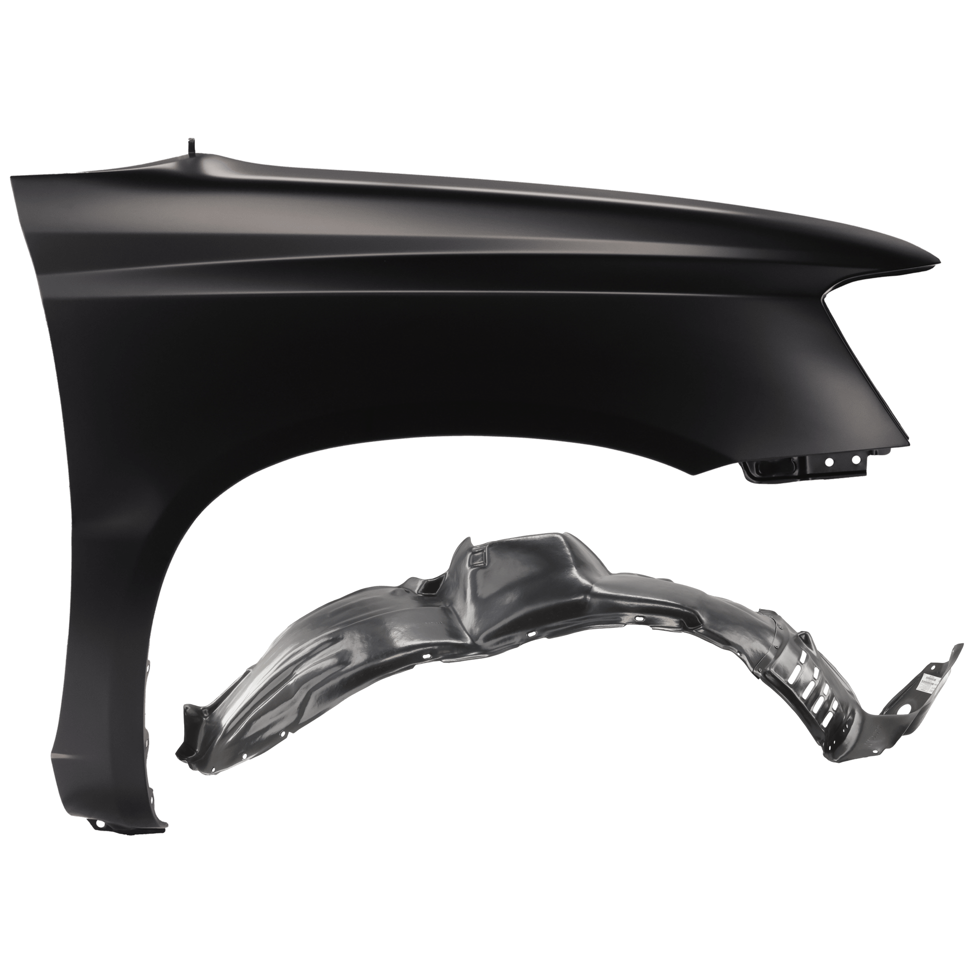 AM HIGHLANDER 01-07 FRONT FENDER RH Primed w o Antenna Hole w o Lamp Hole 2 pc kit with 1 Fender and 1 Fender Liner SKU KIT 050926 AE1647 Partslink TO1241186 TO1251113 OEM 5380148080-5380548030